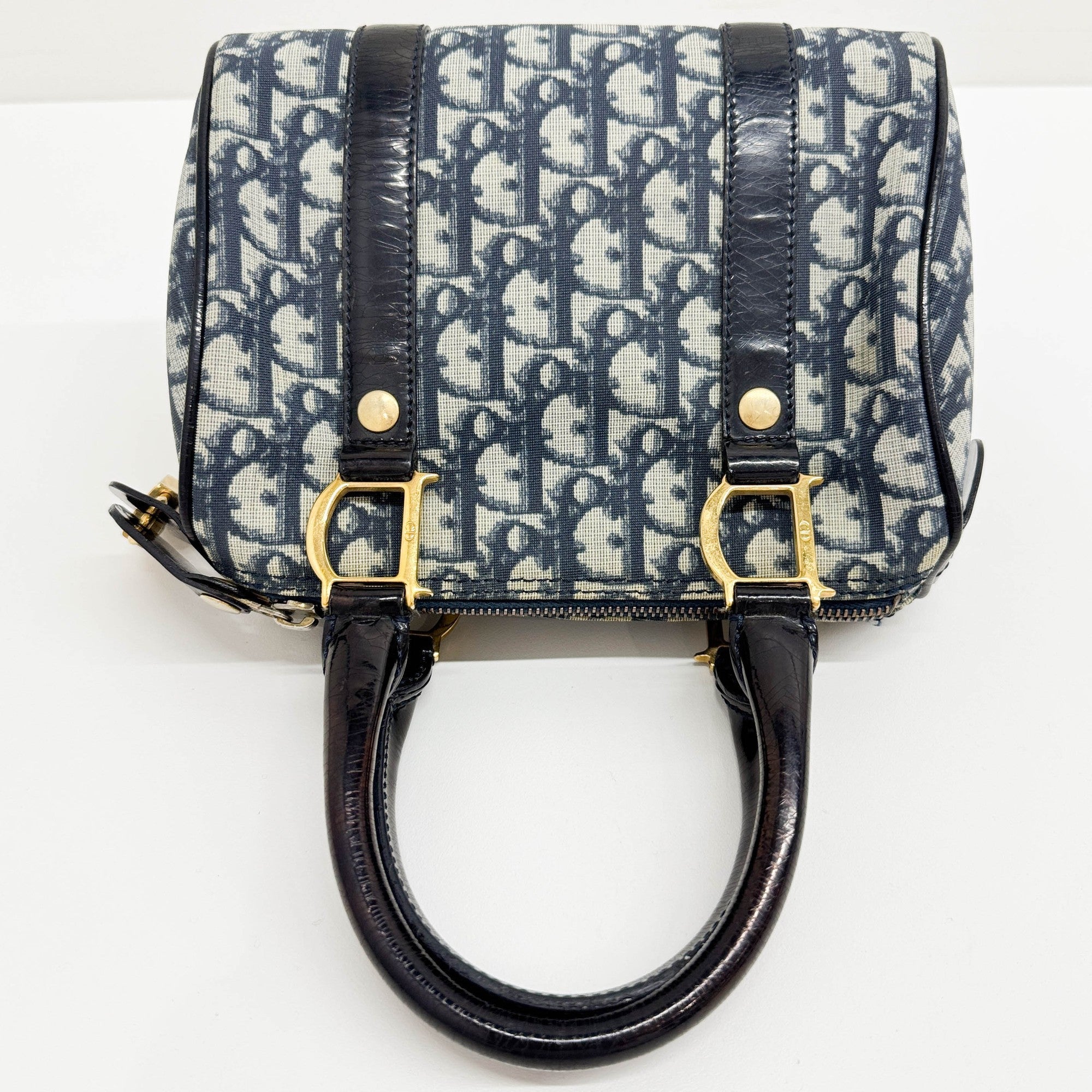 Mini Boston Blue Trotter Canvas Hand Bag