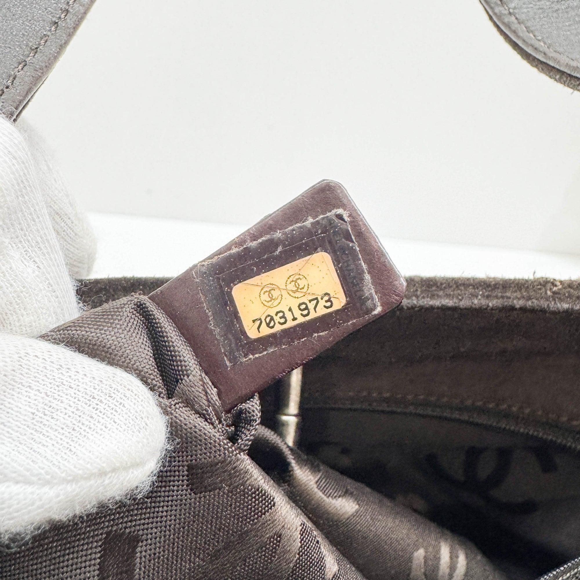 2002 Matelasse Espresso Brown Suede Two Way Bag