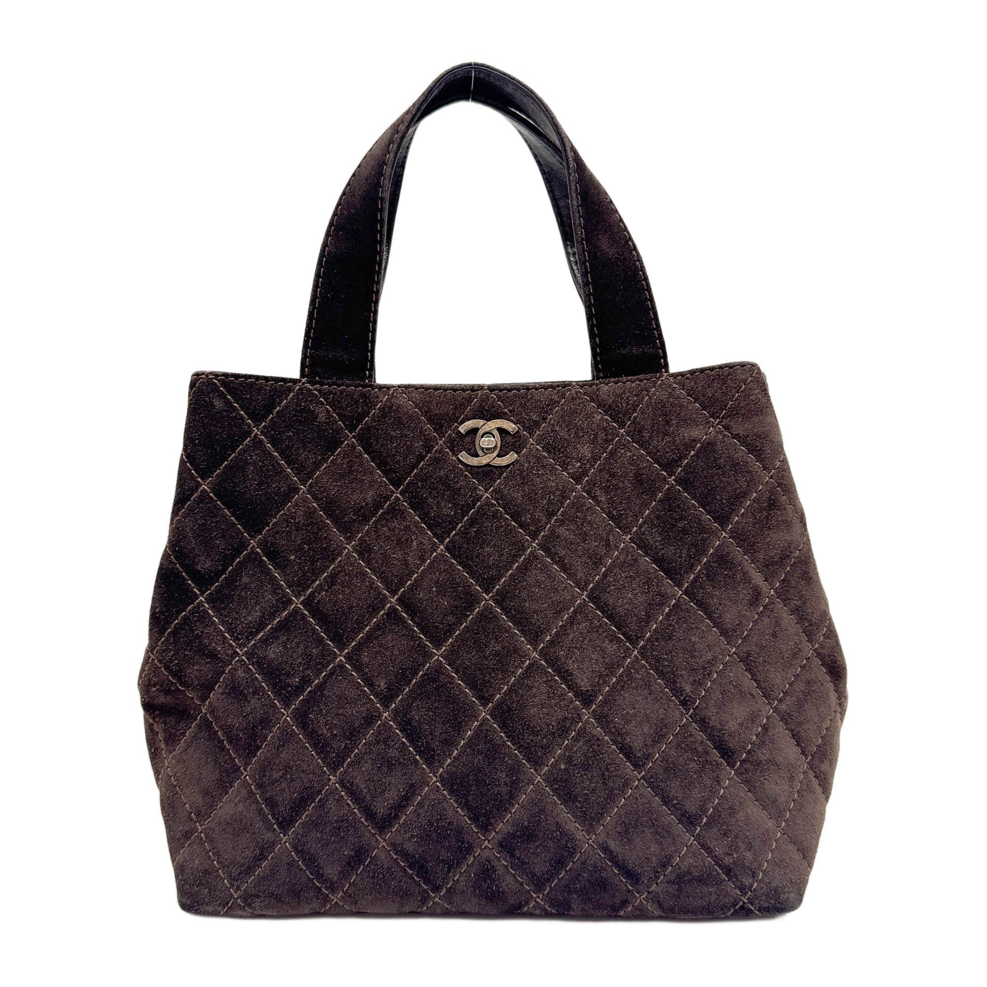 2002 Matelasse Espresso Brown Suede Two Way Bag