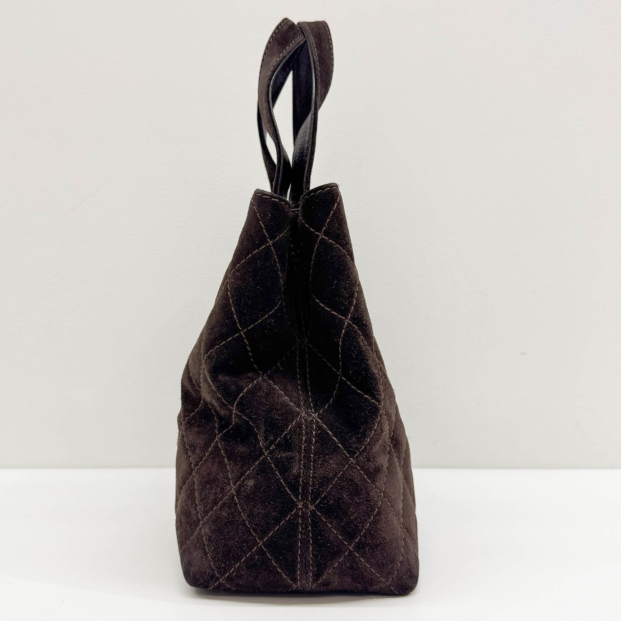 2002 Matelasse Espresso Brown Suede Two Way Bag