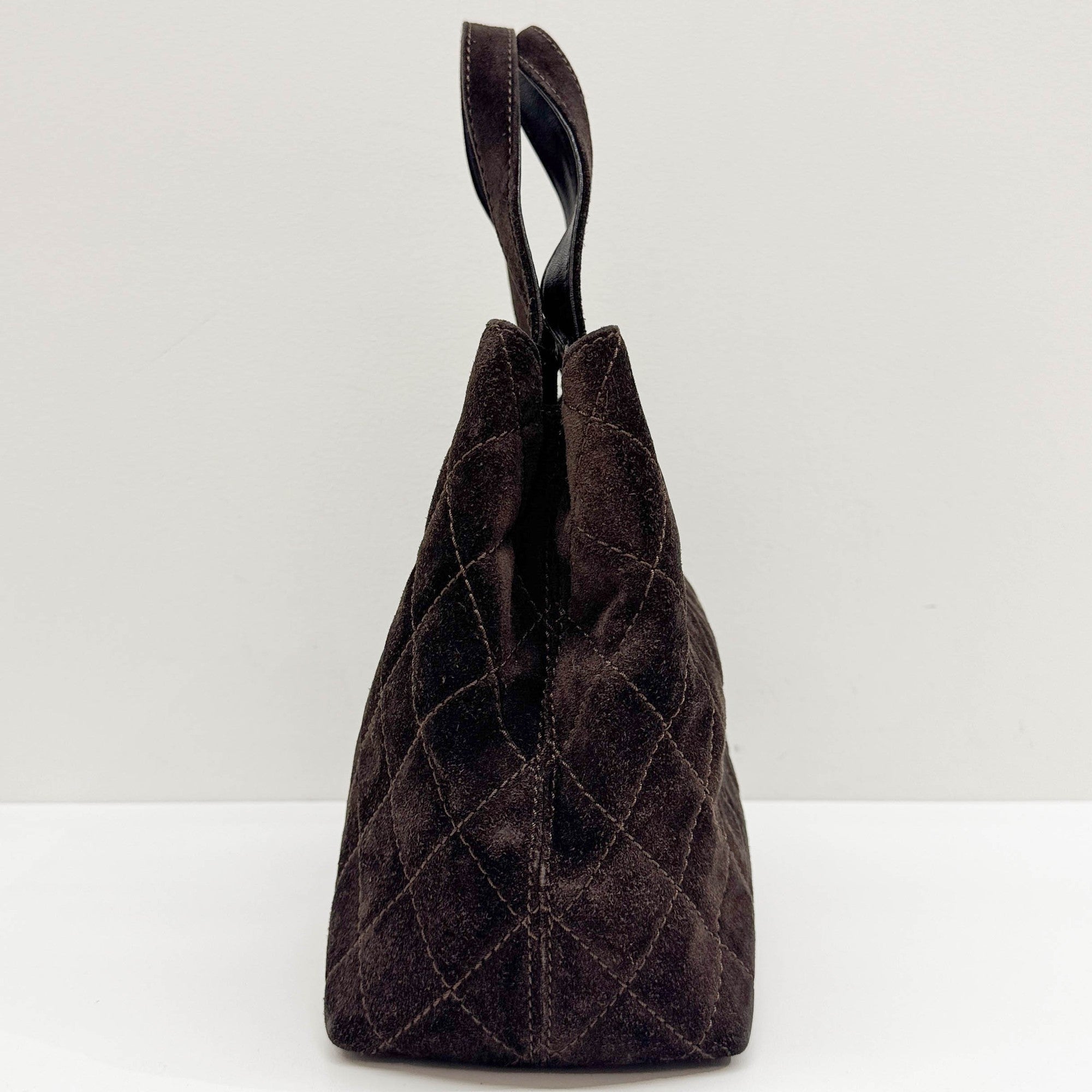2002 Matelasse Espresso Brown Suede Two Way Bag