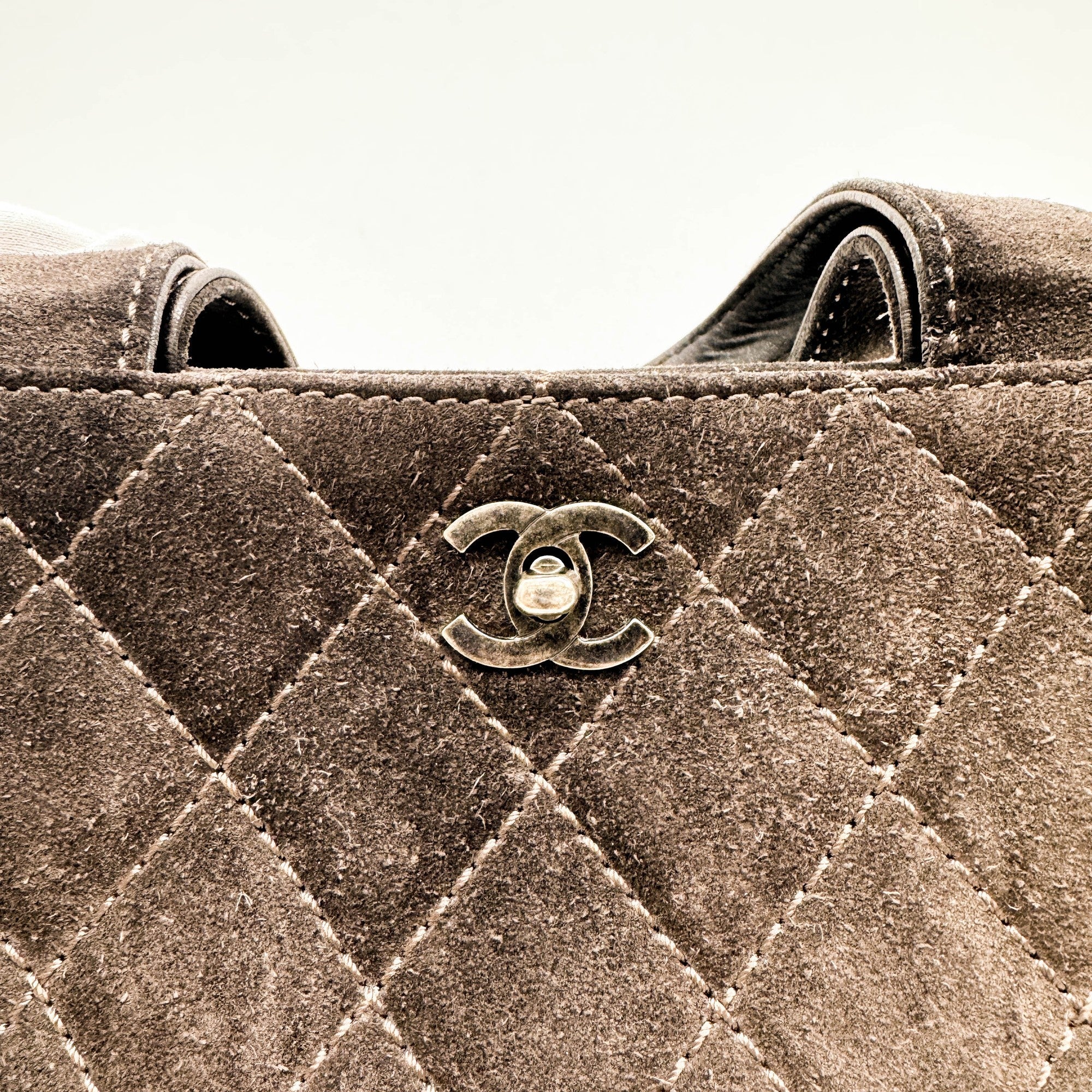 2002 Matelasse Espresso Brown Suede Two Way Bag