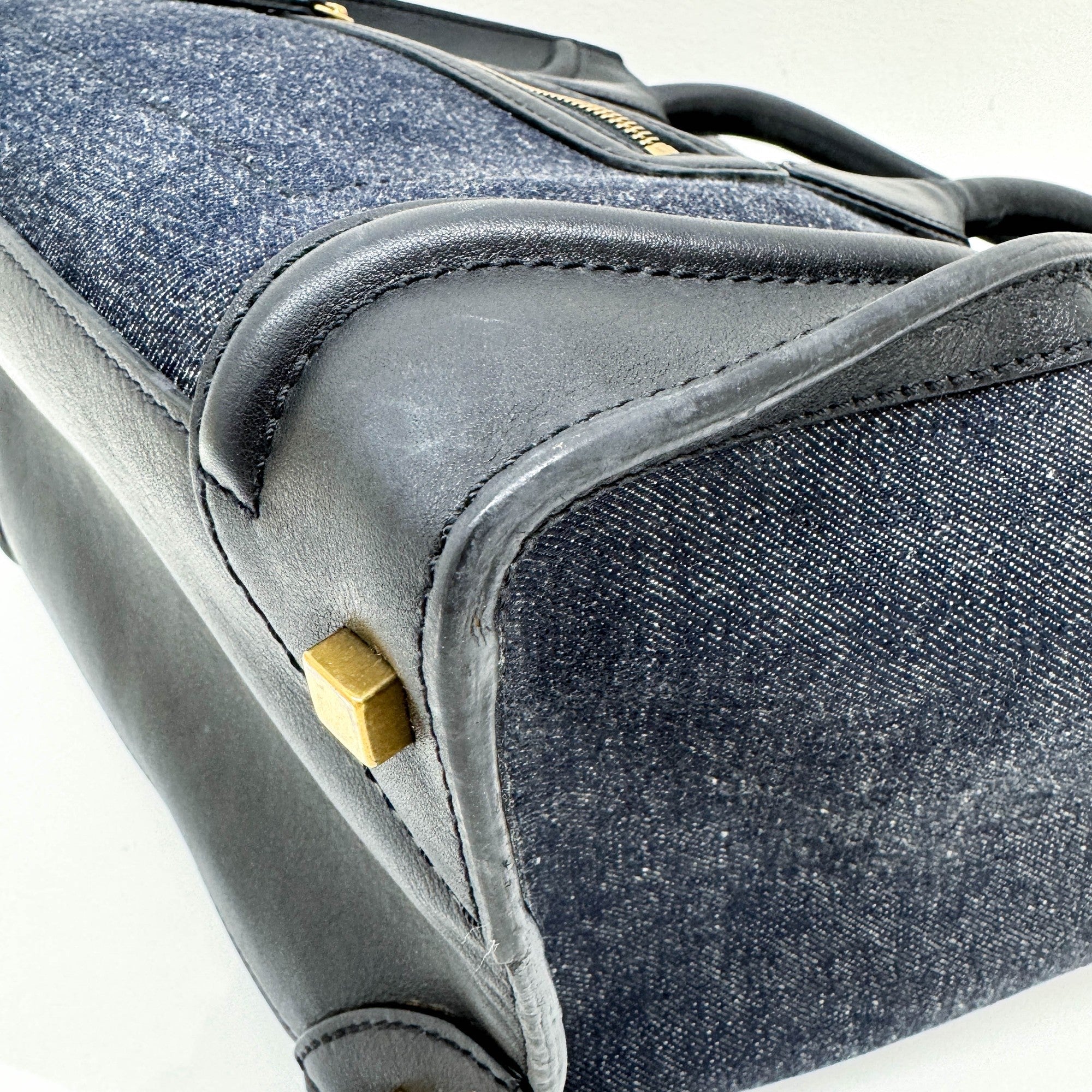 Luggage Phantom Black Trim Navy Blue Denim Hand Bag