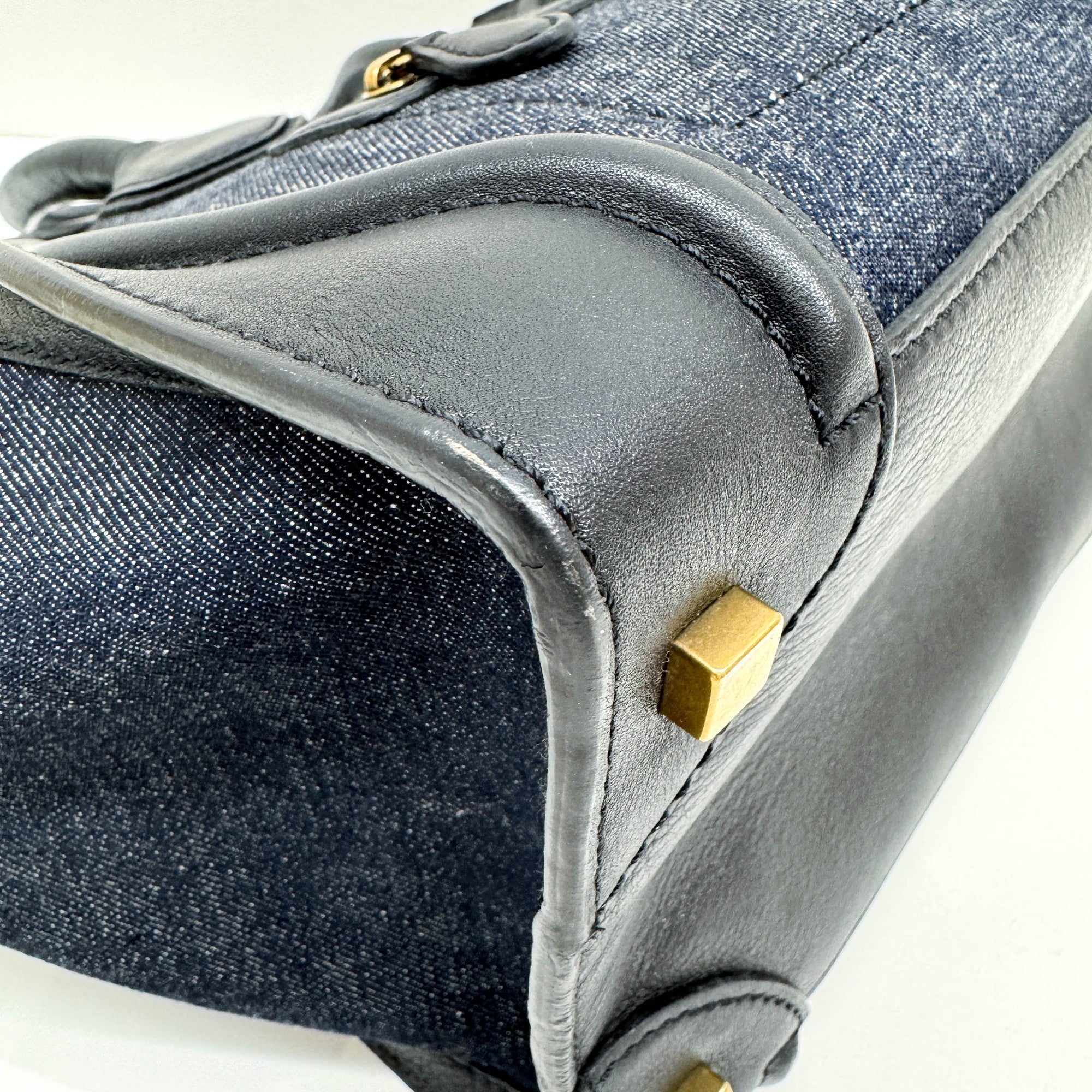 Luggage Phantom Black Trim Navy Blue Denim Hand Bag