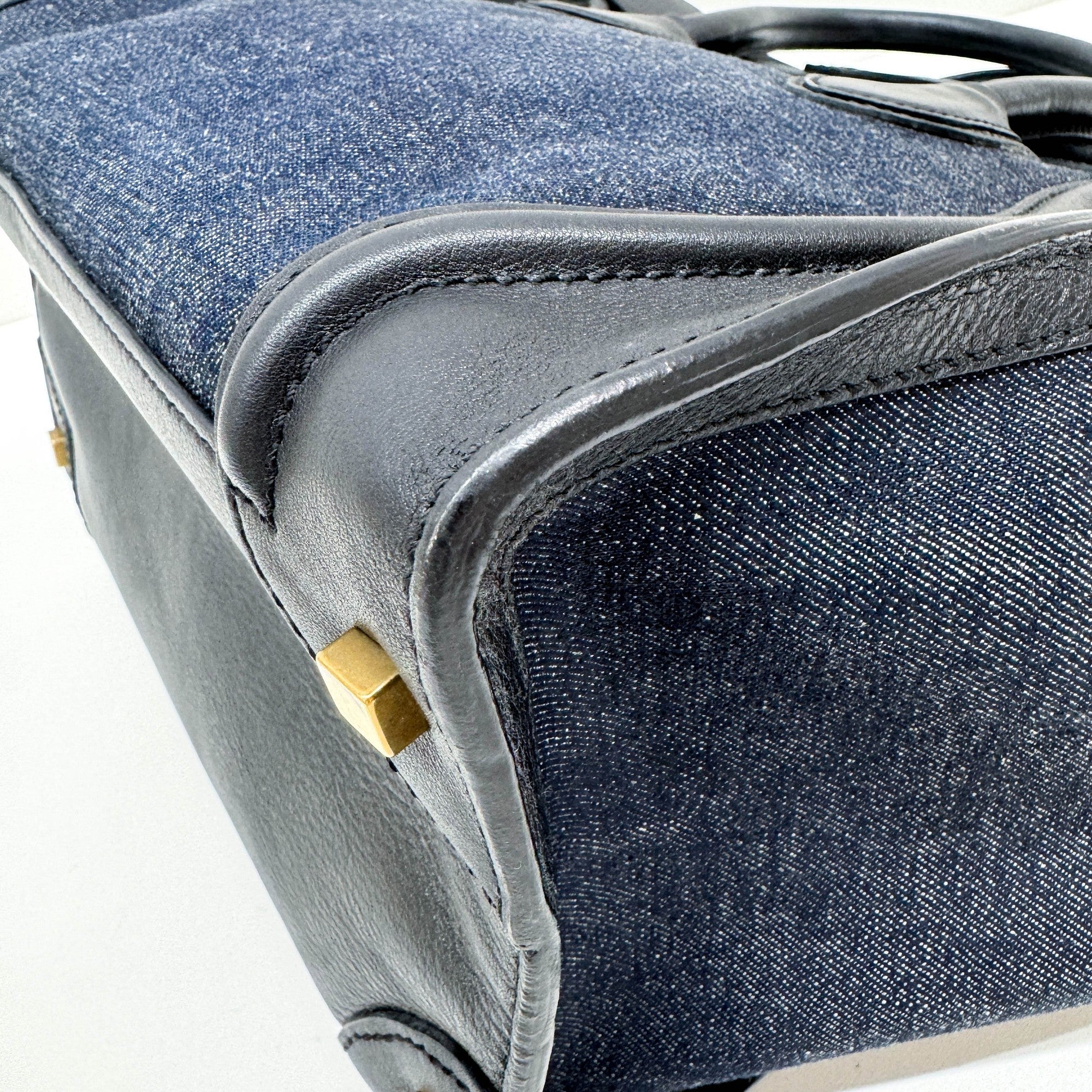 Luggage Phantom Black Trim Navy Blue Denim Hand Bag