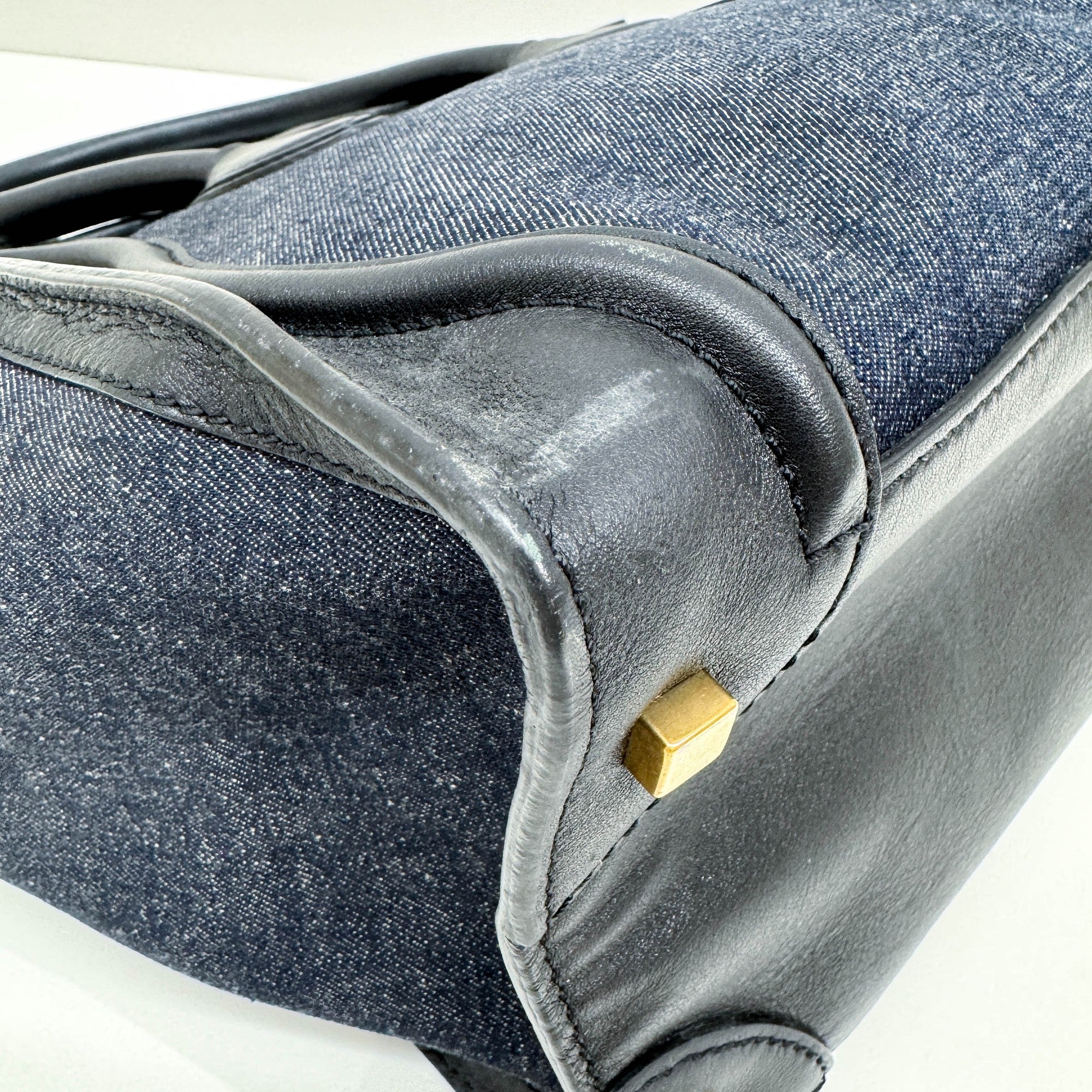 Luggage Phantom Black Trim Navy Blue Denim Hand Bag