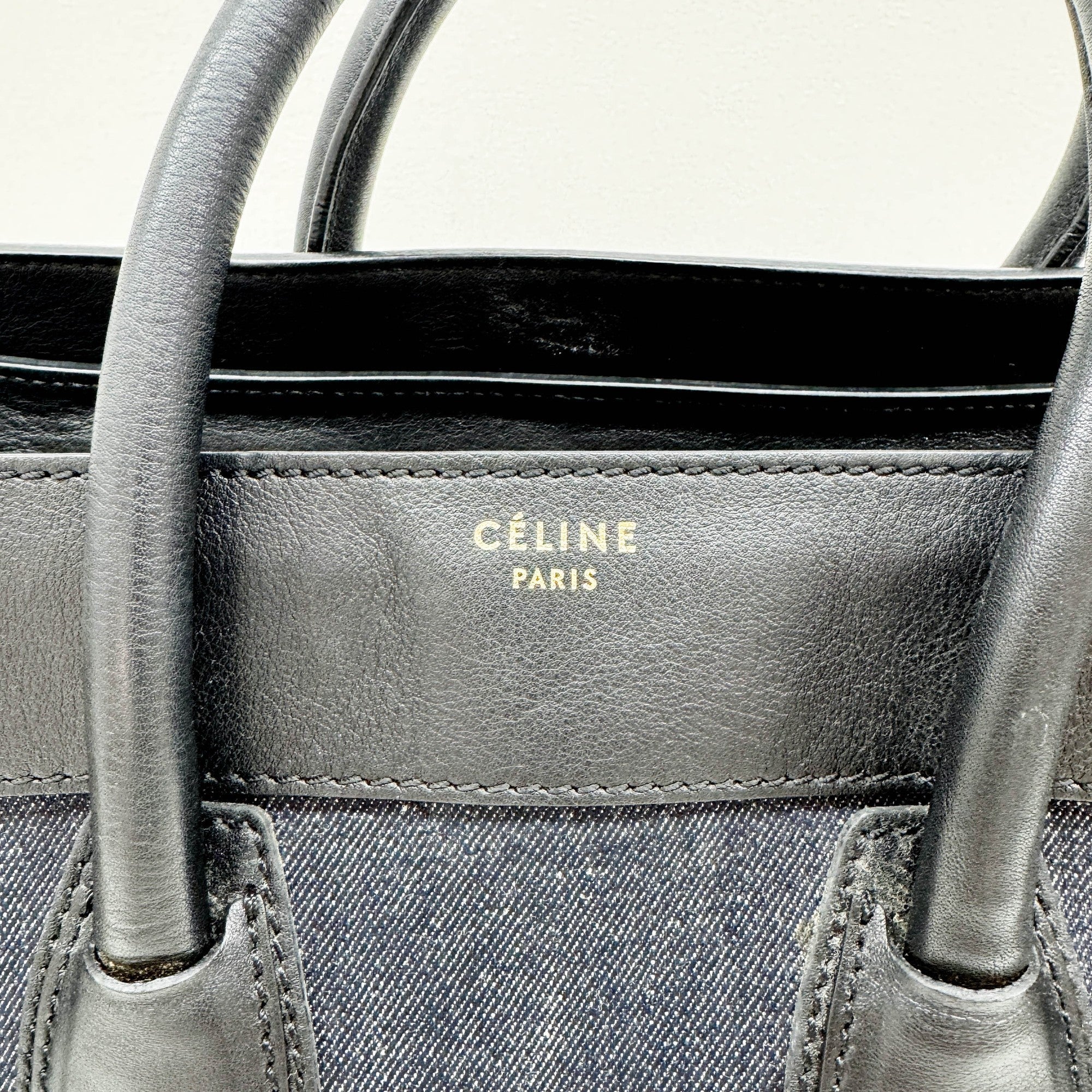 Luggage Phantom Black Trim Navy Blue Denim Hand Bag