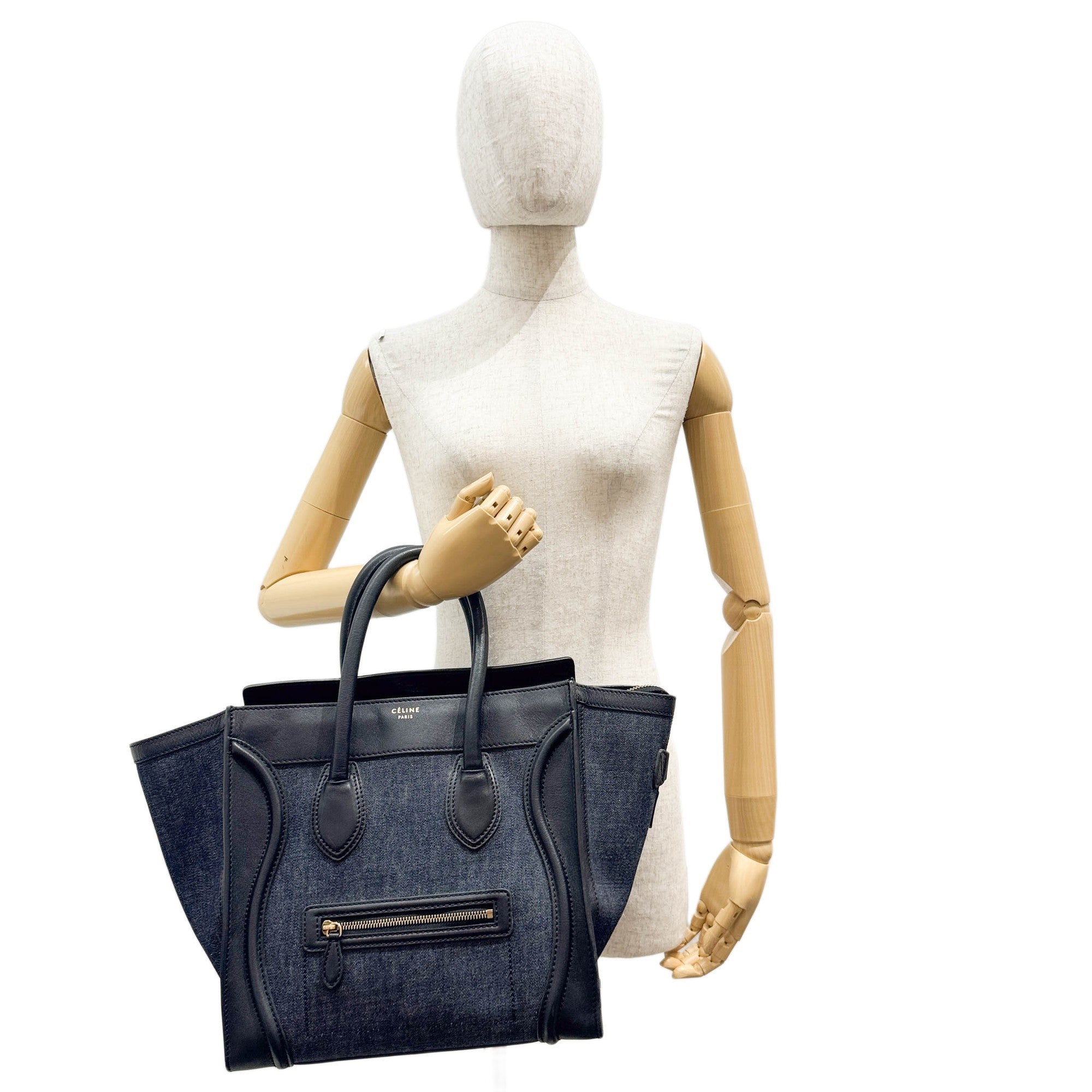 Luggage Phantom Black Trim Navy Blue Denim Hand Bag