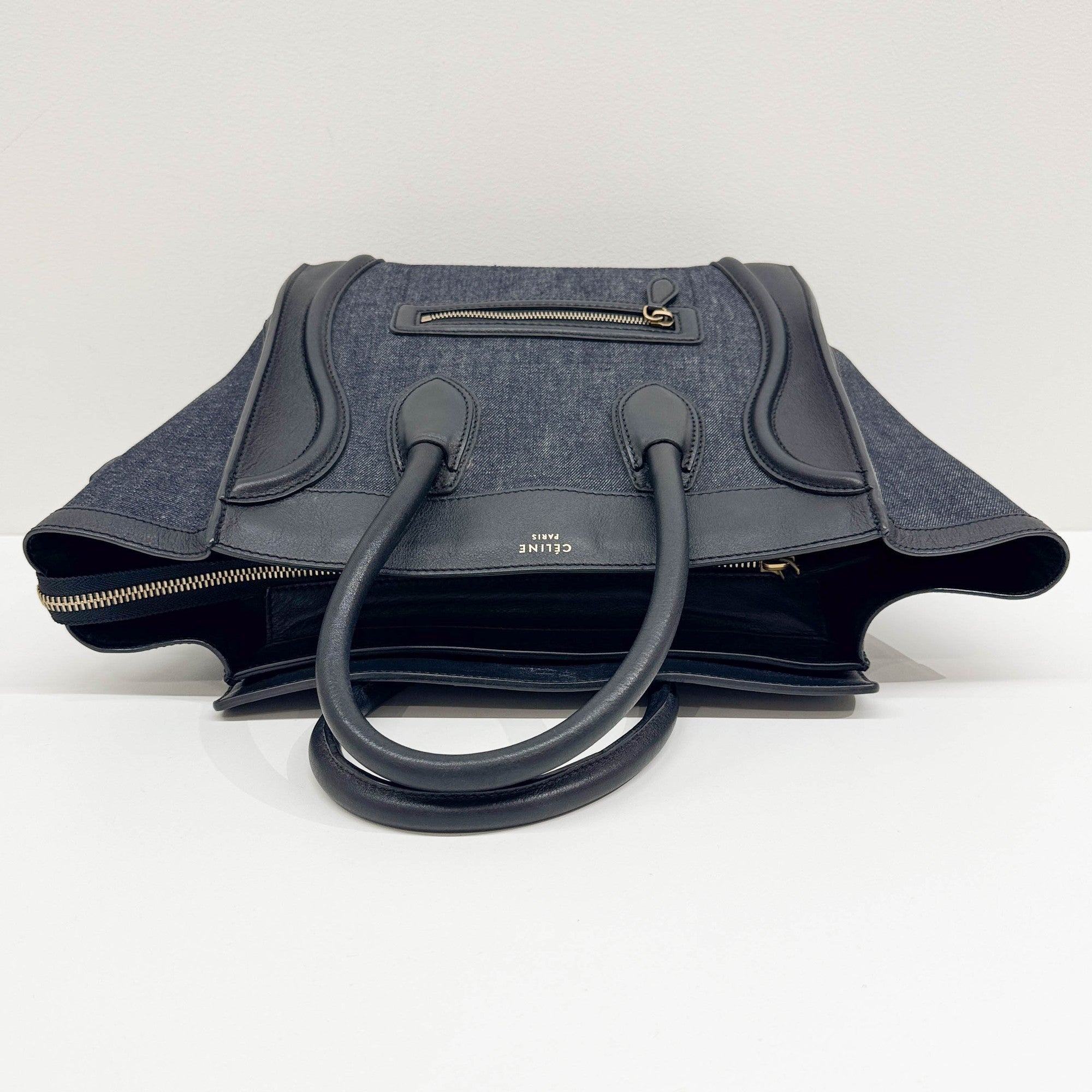 Luggage Phantom Black Trim Navy Blue Denim Hand Bag