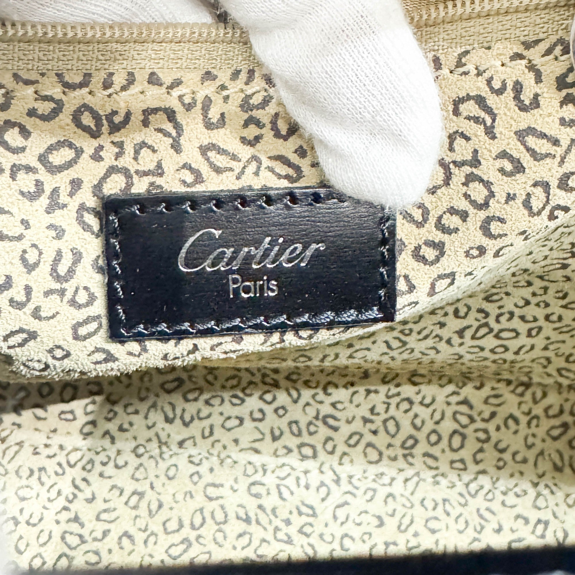 Panthere Black Leather Hand Bag