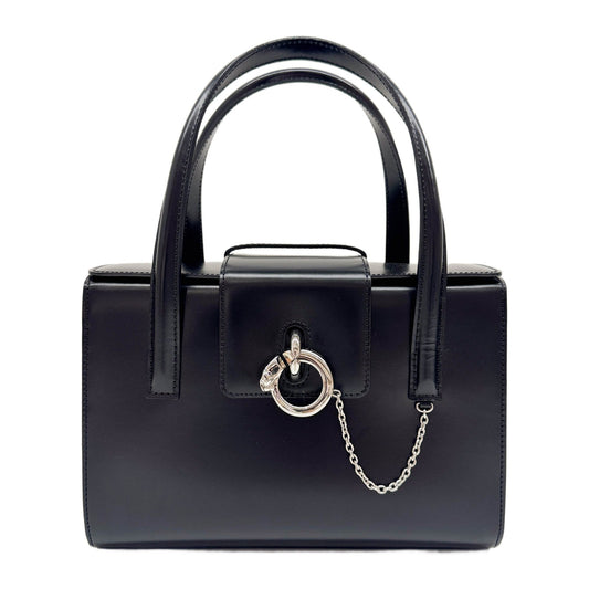 Panthere Black Leather Hand Bag