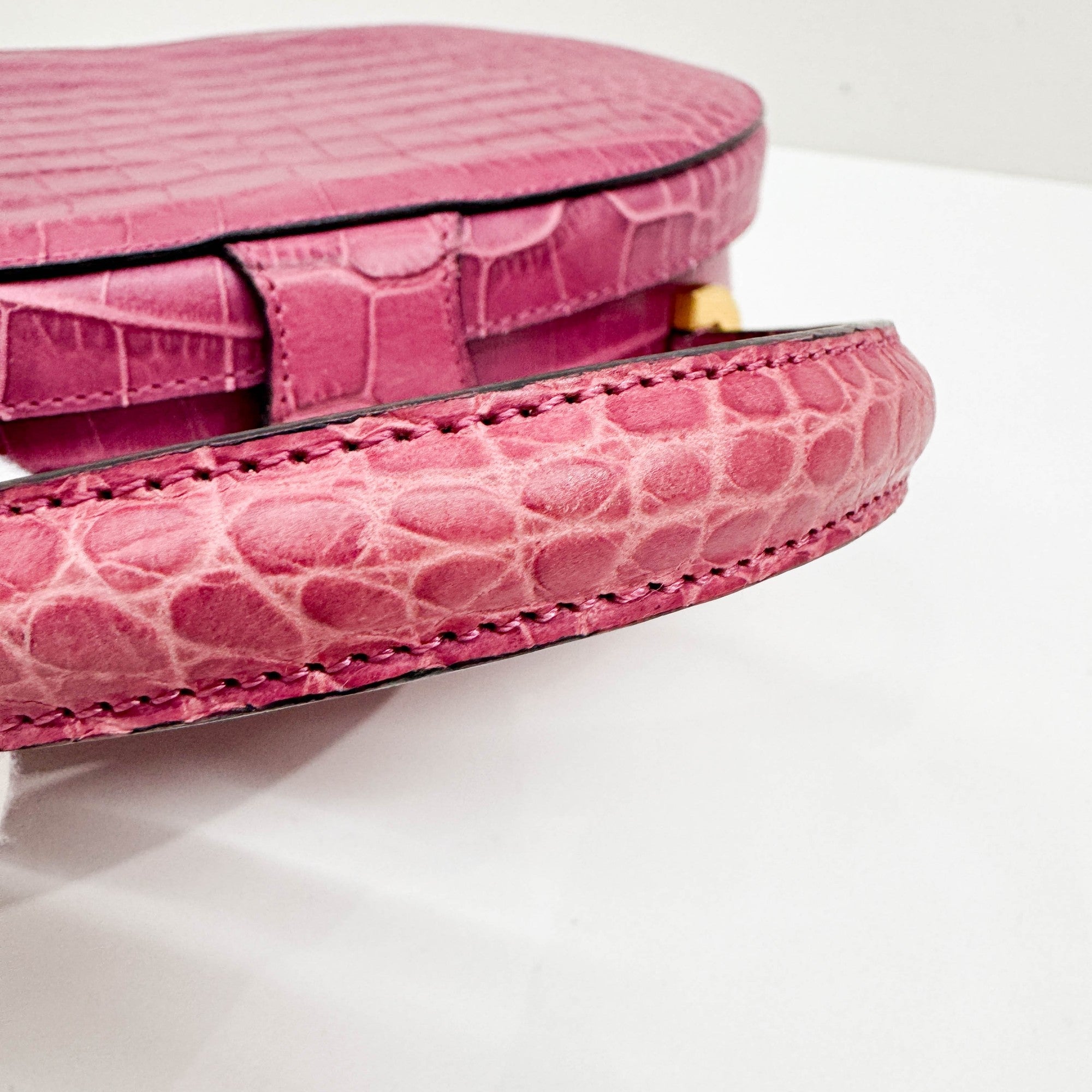 Mulberry Pink Crocodile Embossed Leather Hand Bag
