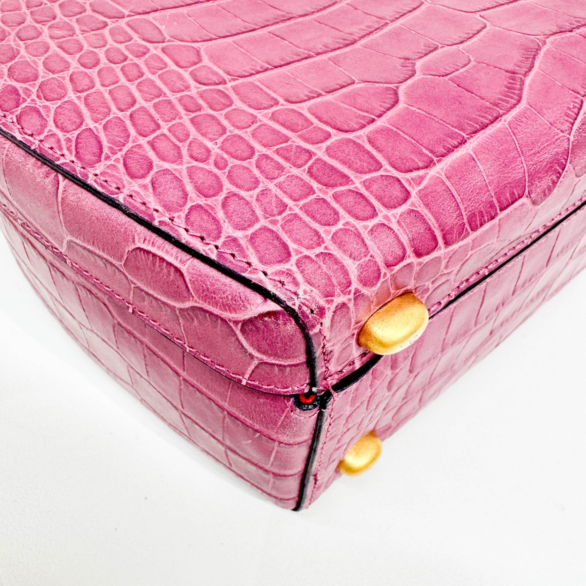 Mulberry Pink Crocodile Embossed Leather Hand Bag