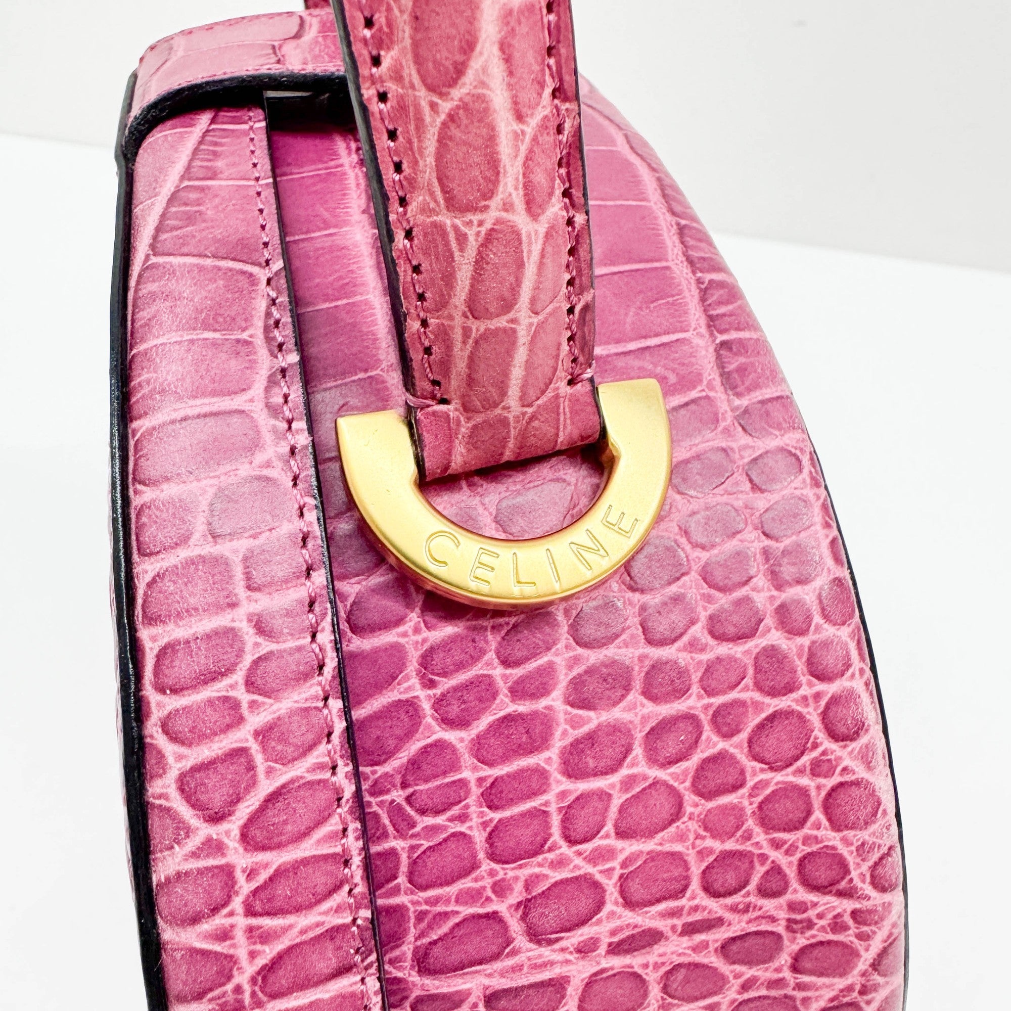 Mulberry Pink Crocodile Embossed Leather Hand Bag