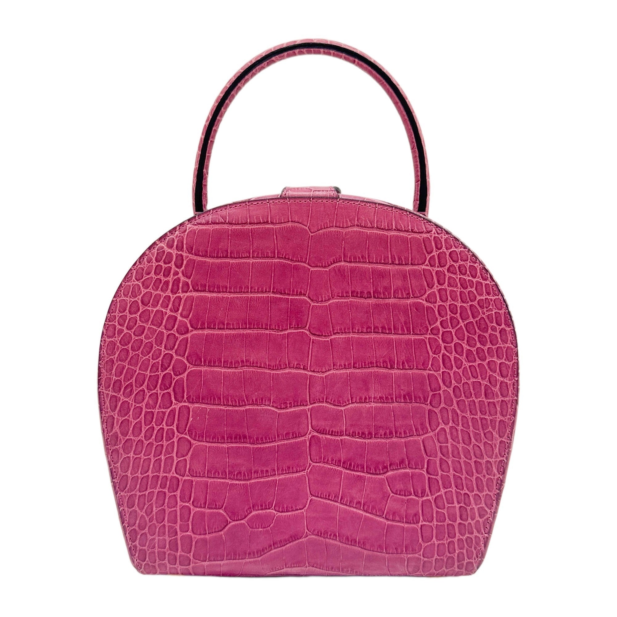 Mulberry Pink Crocodile Embossed Leather Hand Bag