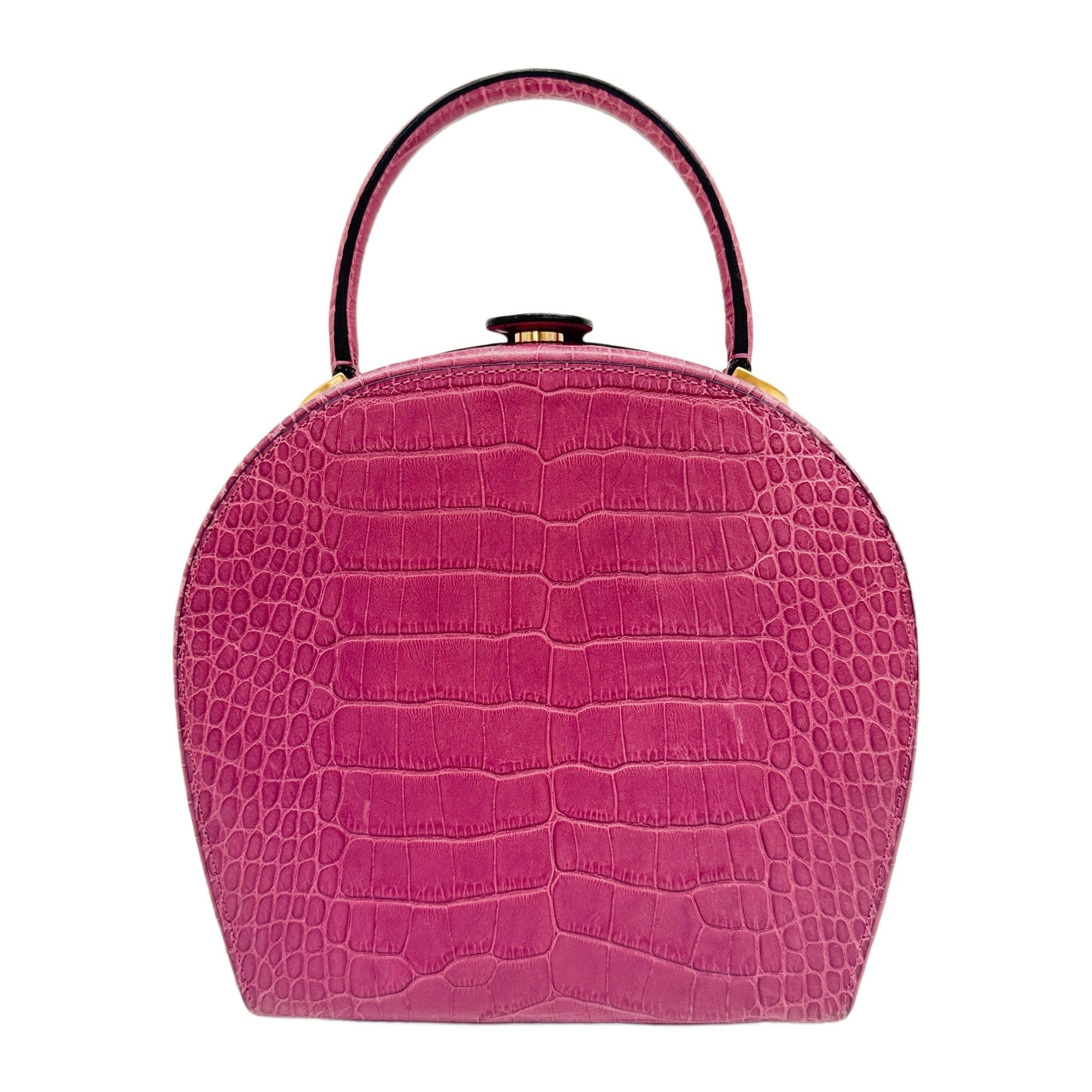 Mulberry Pink Crocodile Embossed Leather Hand Bag