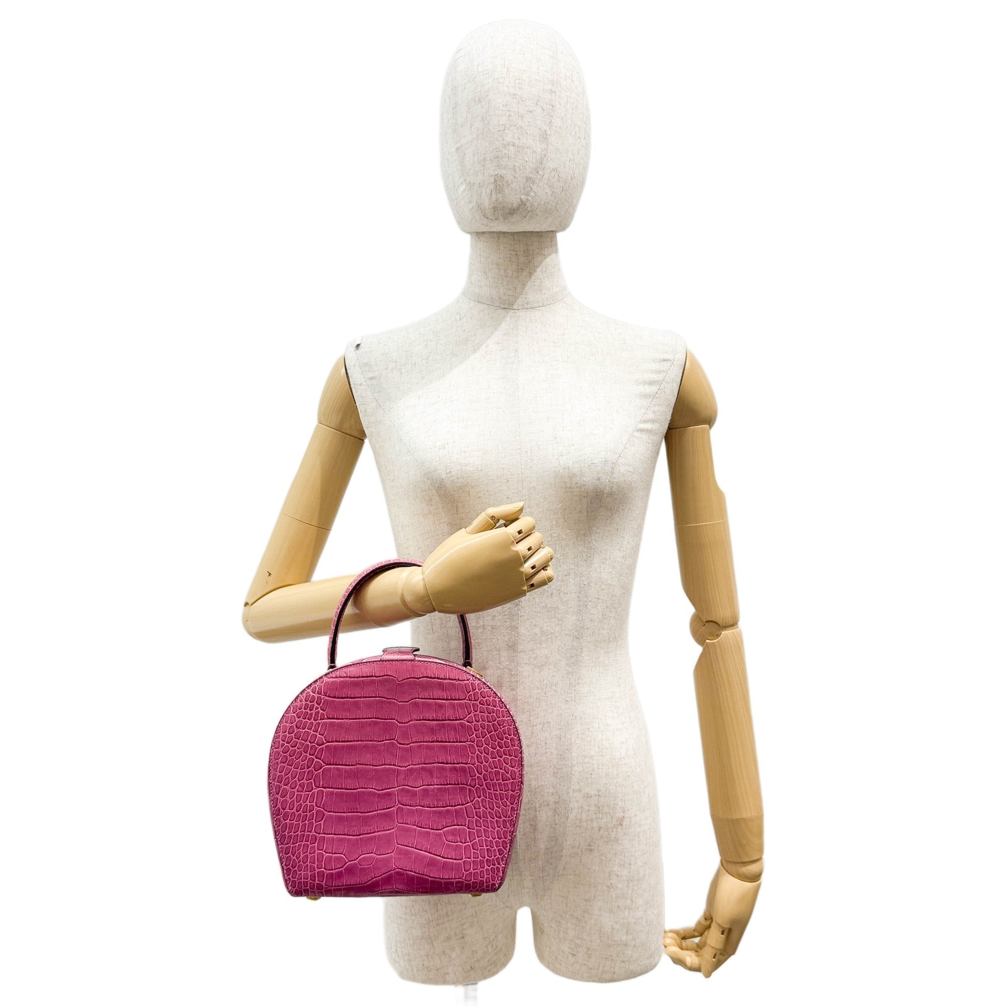 Mulberry Pink Crocodile Embossed Leather Hand Bag