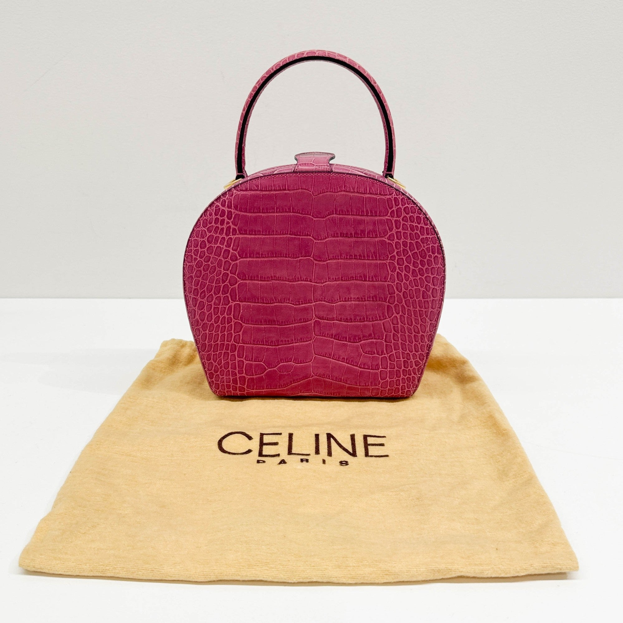 Mulberry Pink Crocodile Embossed Leather Hand Bag