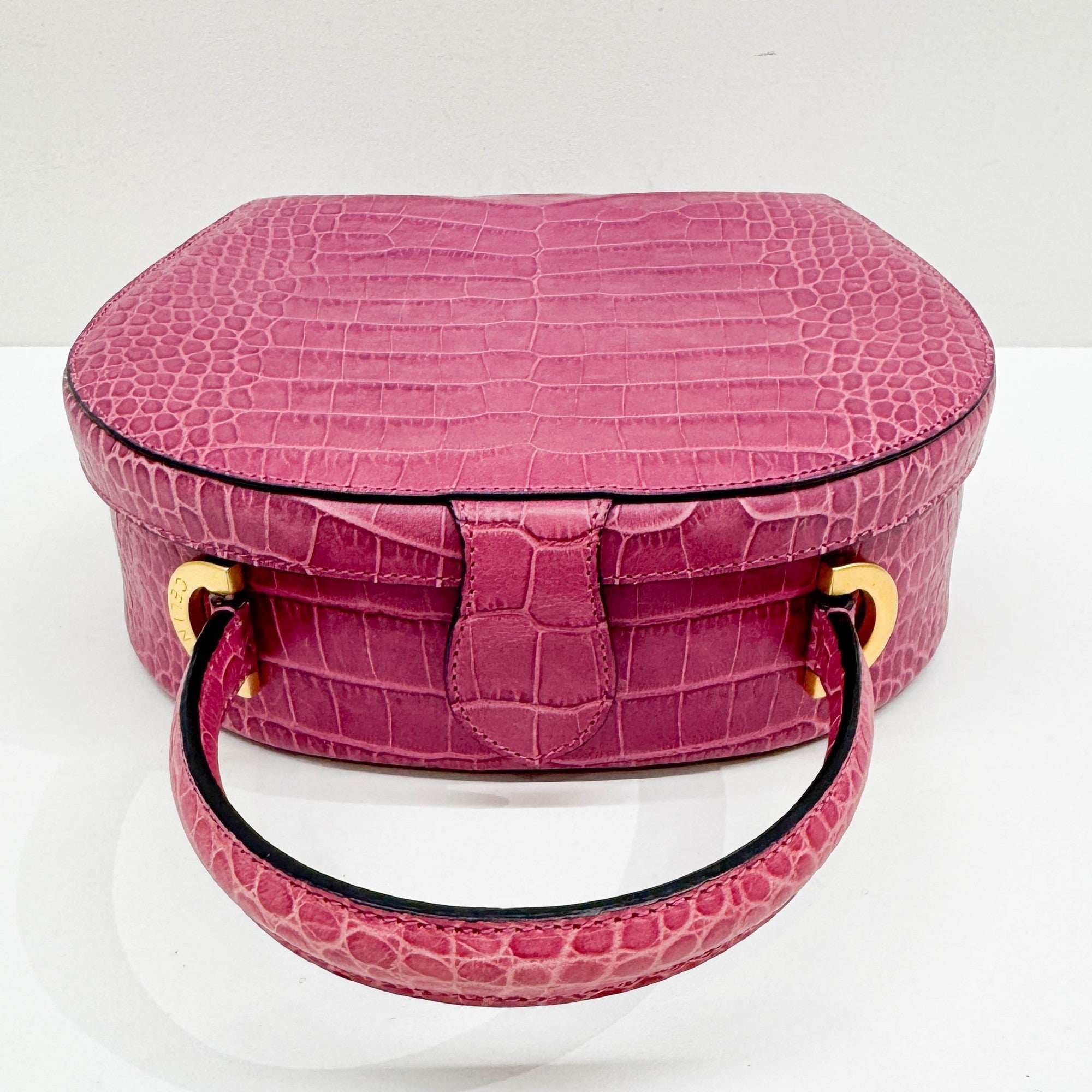 Mulberry Pink Crocodile Embossed Leather Hand Bag