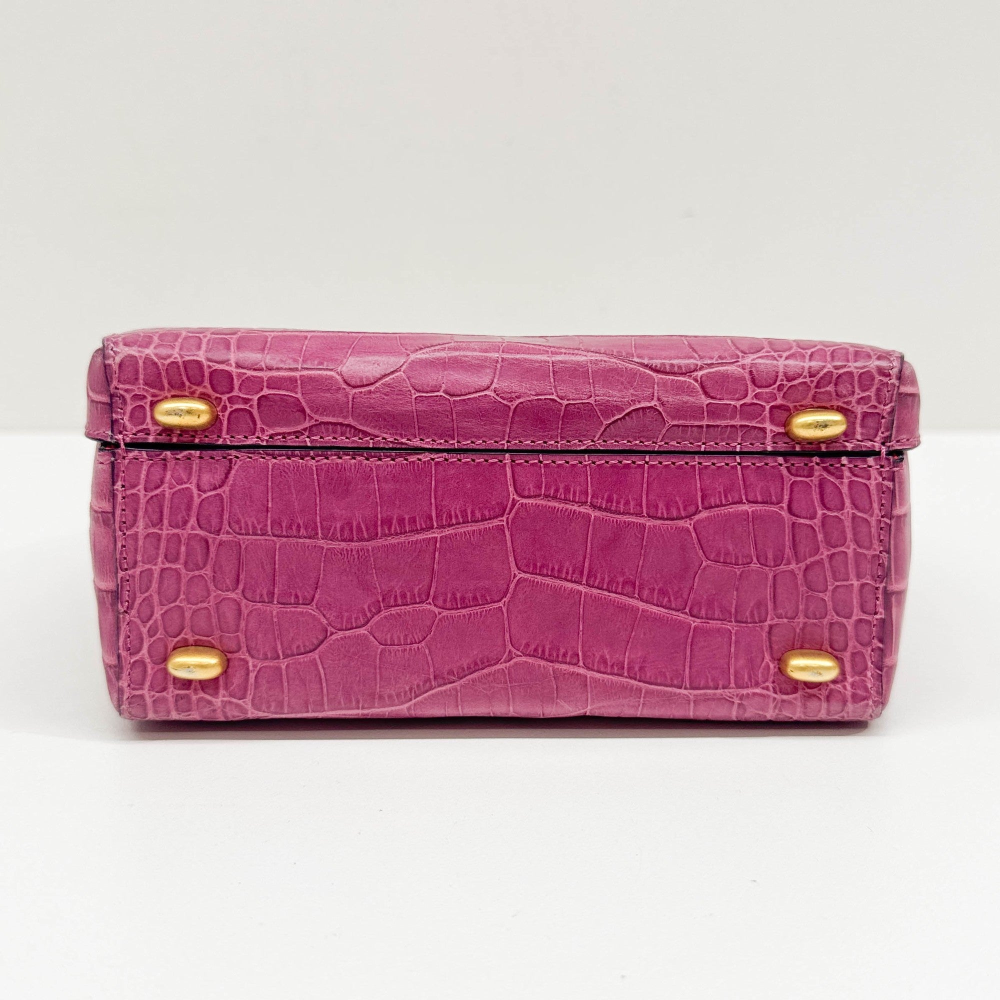 Mulberry Pink Crocodile Embossed Leather Hand Bag
