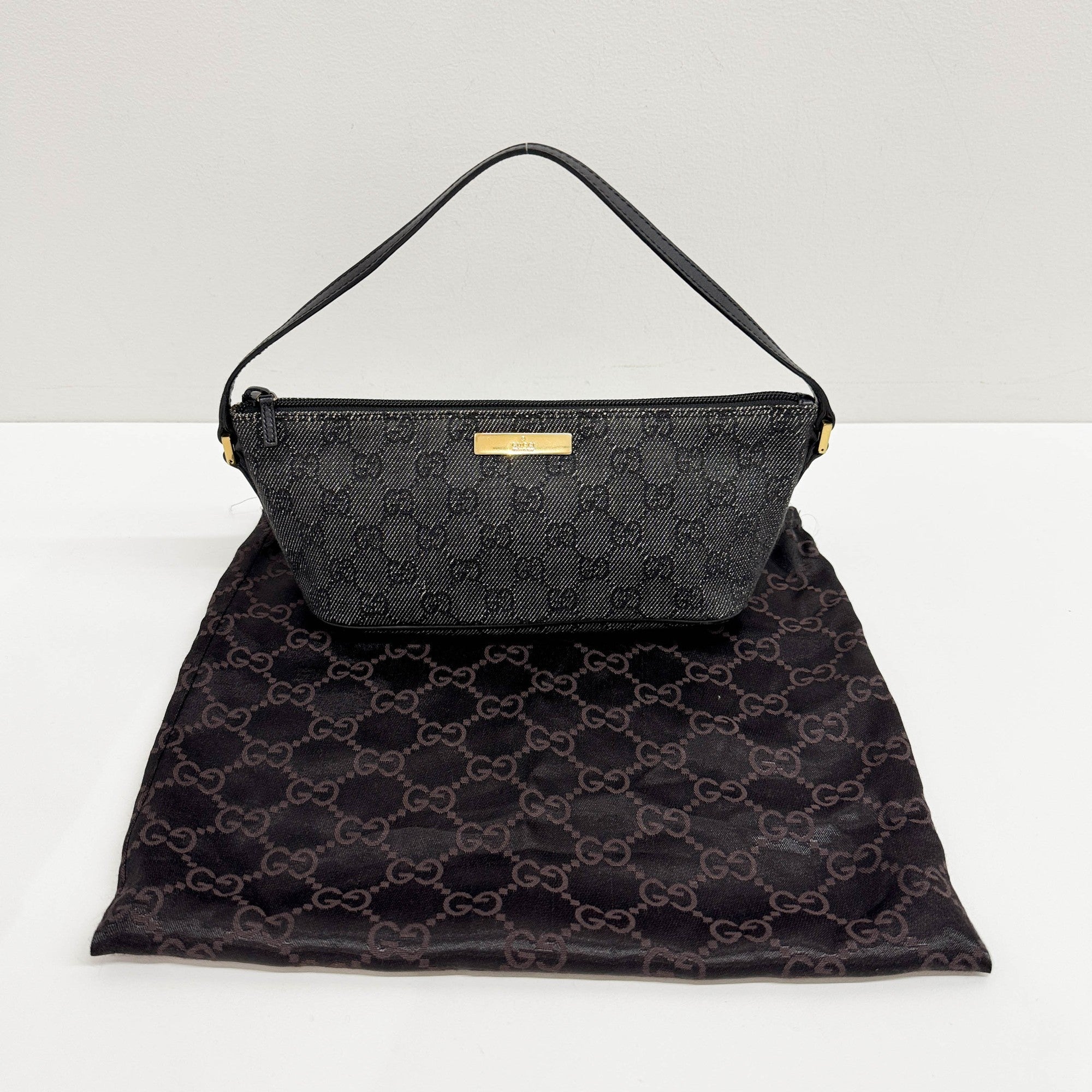 Boat Black GG Denim Pouch Bag