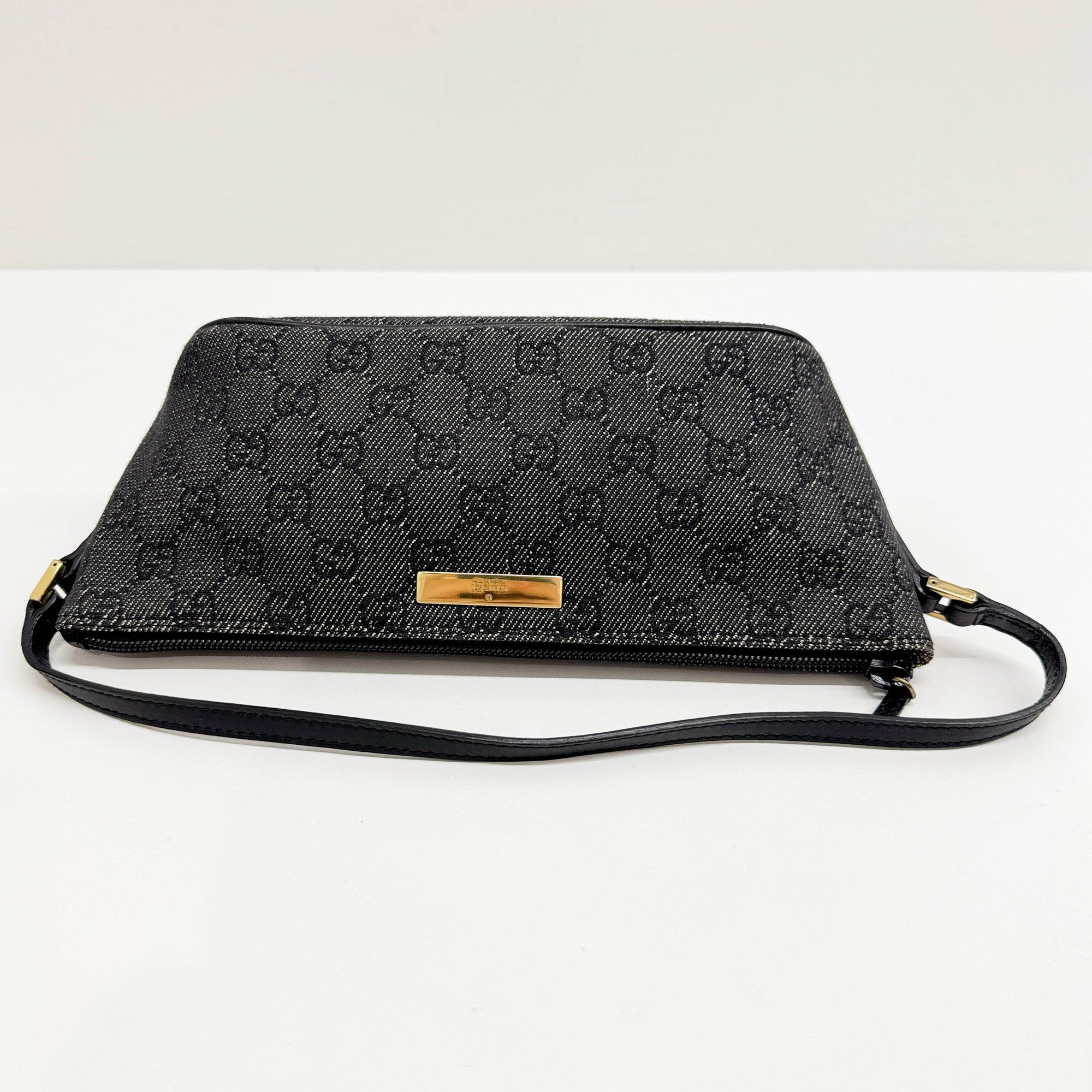 Boat Black GG Denim Pouch Bag