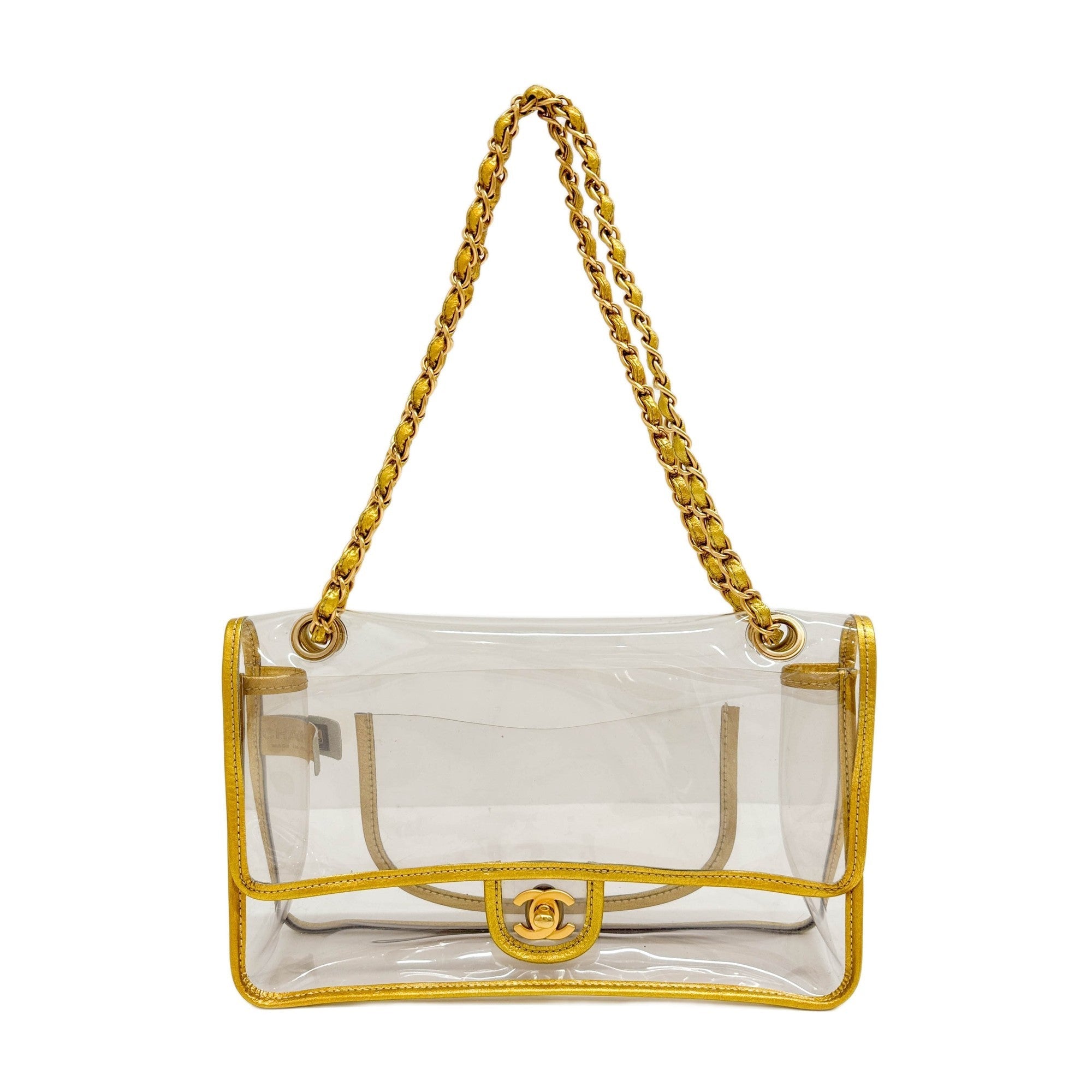Classic Flap 2006 Gold Trim and Clear Vinyl Shoulder Bag