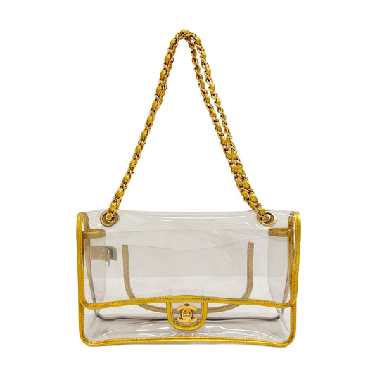 Classic Flap 2006 Gold Trim and Clear Vinyl Shoulder Bag