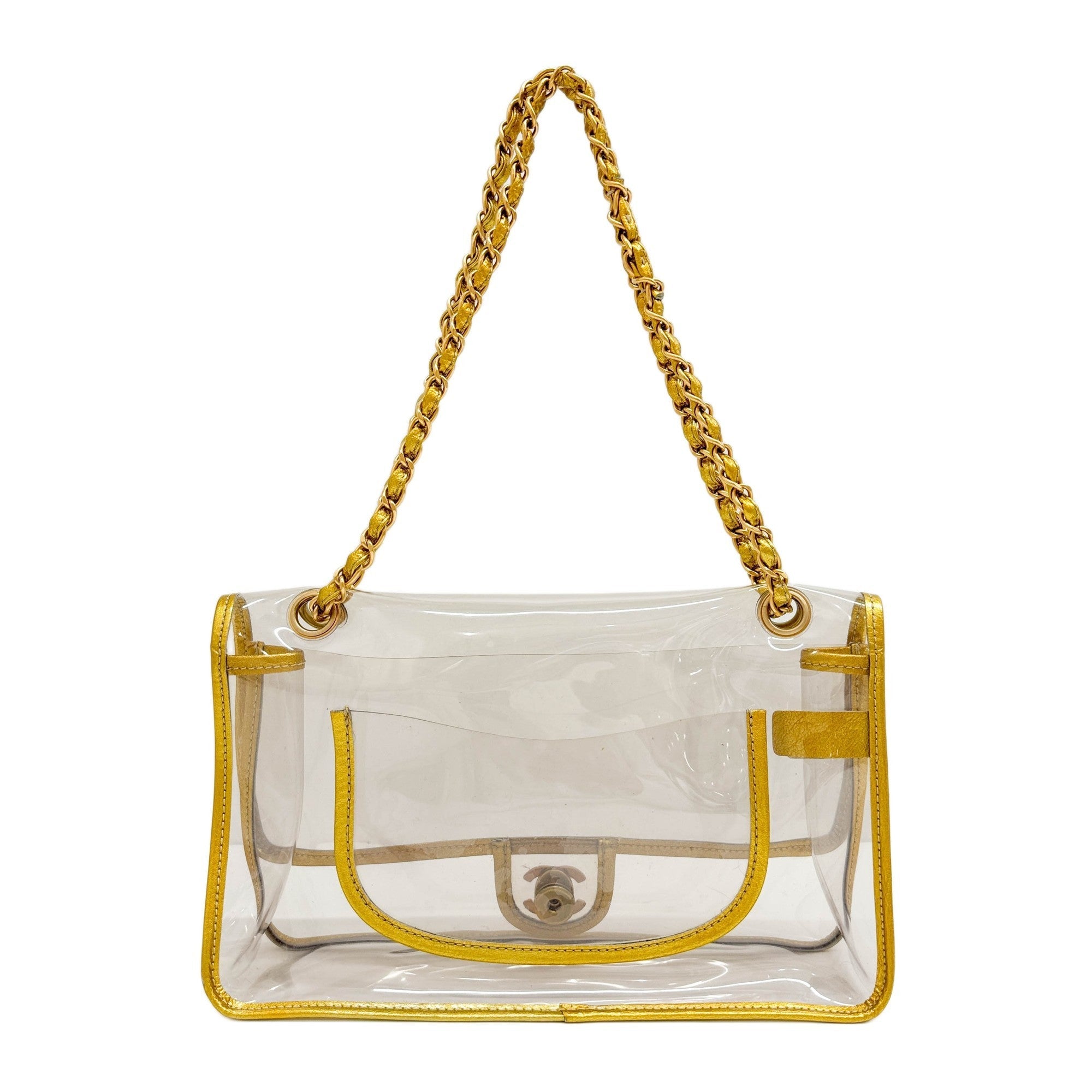 Classic Flap 2006 Gold Trim and Clear Vinyl Shoulder Bag