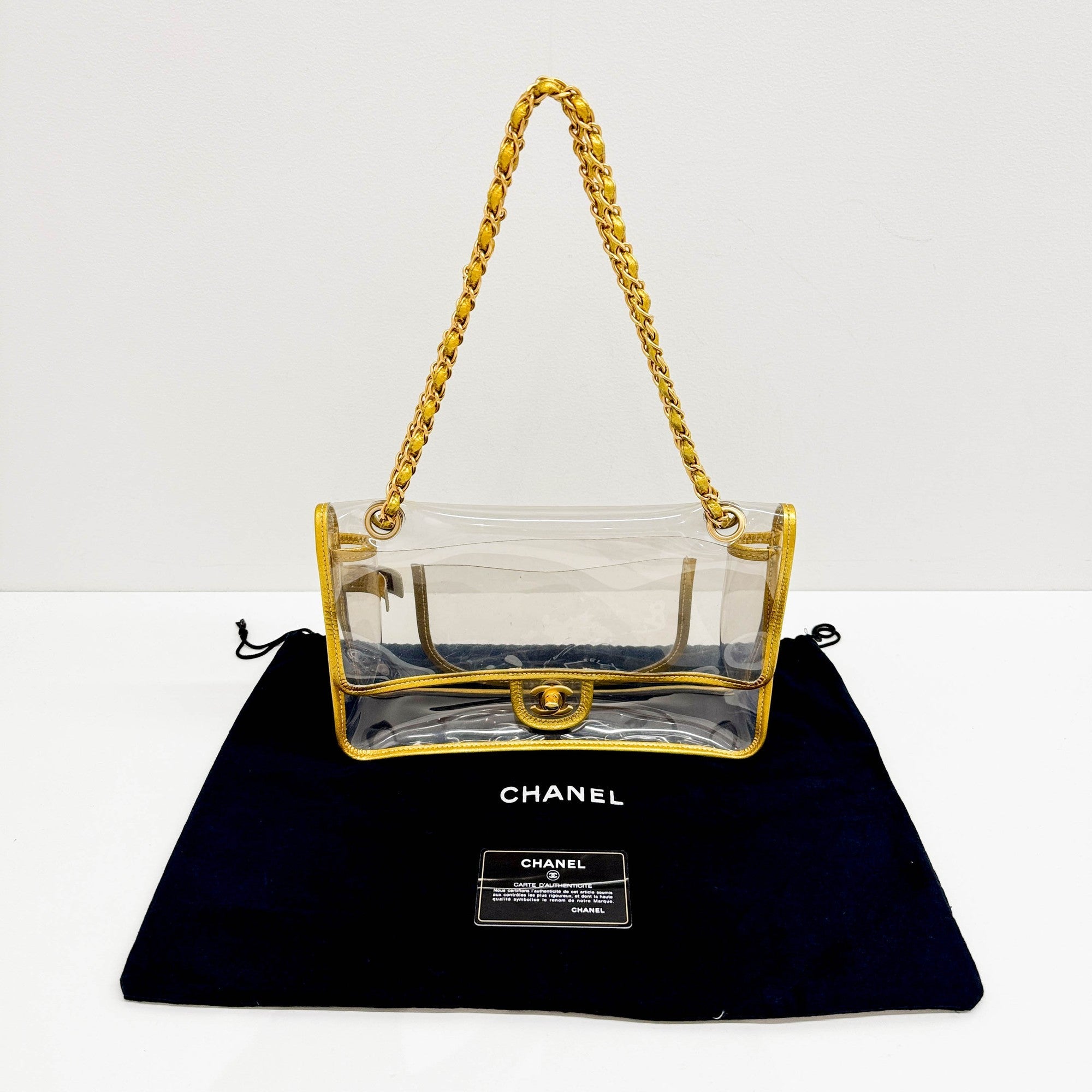 Classic Flap 2006 Gold Trim and Clear Vinyl Shoulder Bag