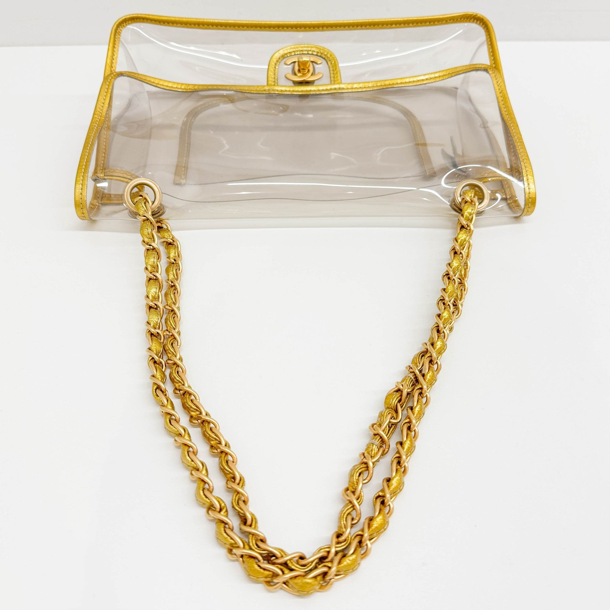 Classic Flap 2006 Gold Trim and Clear Vinyl Shoulder Bag
