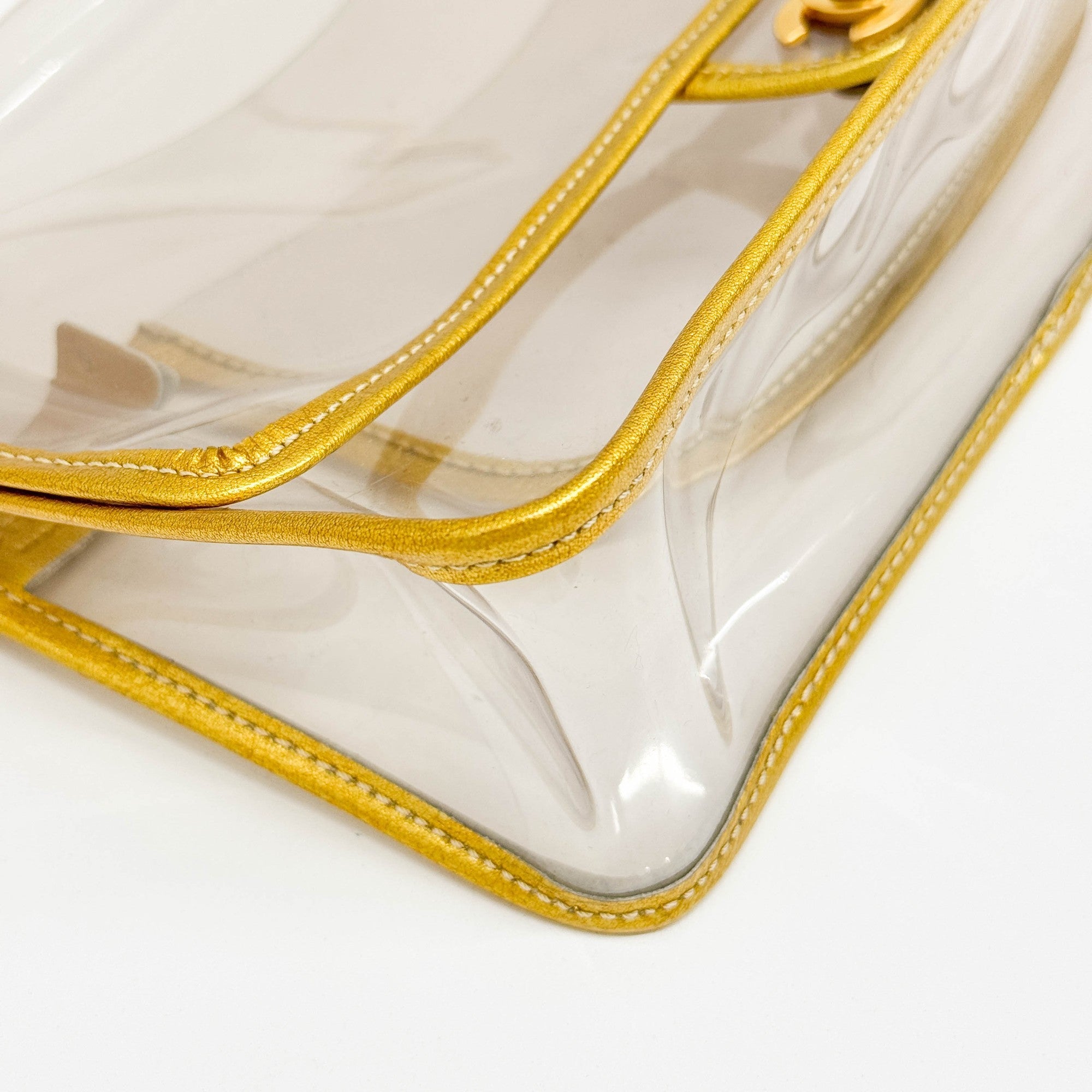 Classic Flap 2006 Gold Trim and Clear Vinyl Shoulder Bag