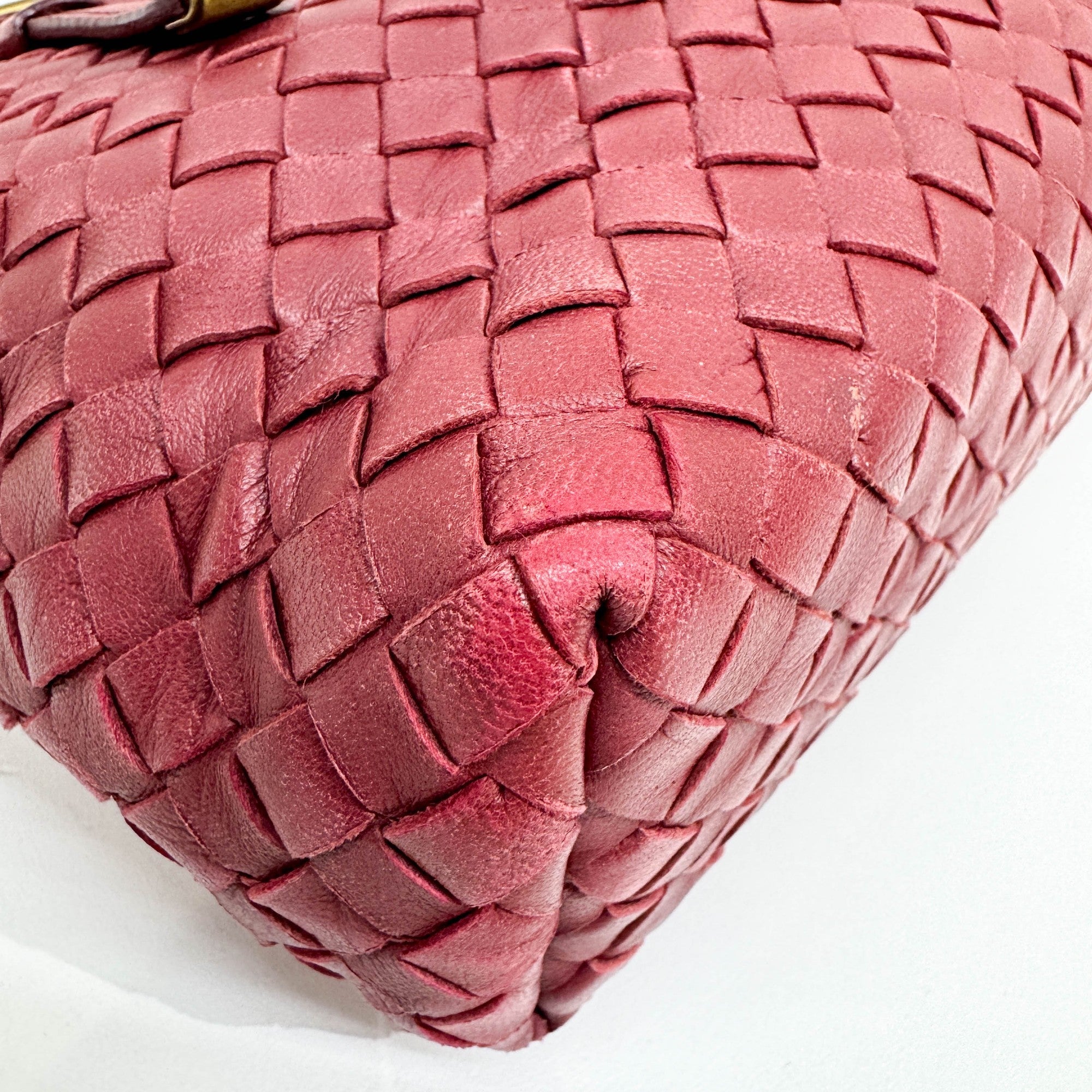 Mini Shopper Red Intrecciato Leather Shoulder Bag