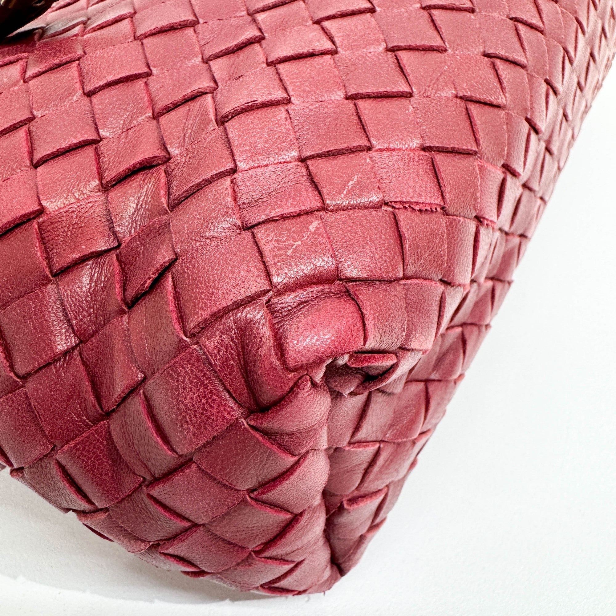 Mini Shopper Red Intrecciato Leather Shoulder Bag