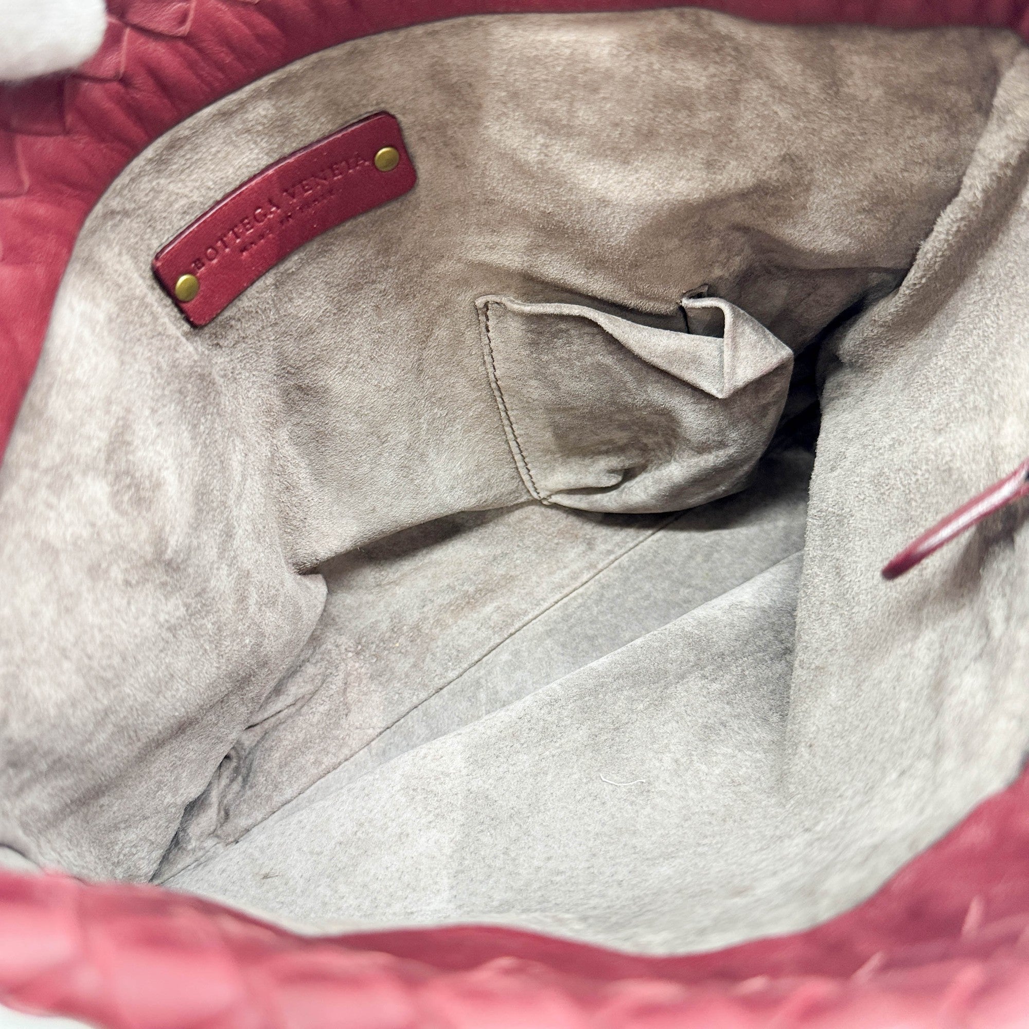 Mini Shopper Red Intrecciato Leather Shoulder Bag