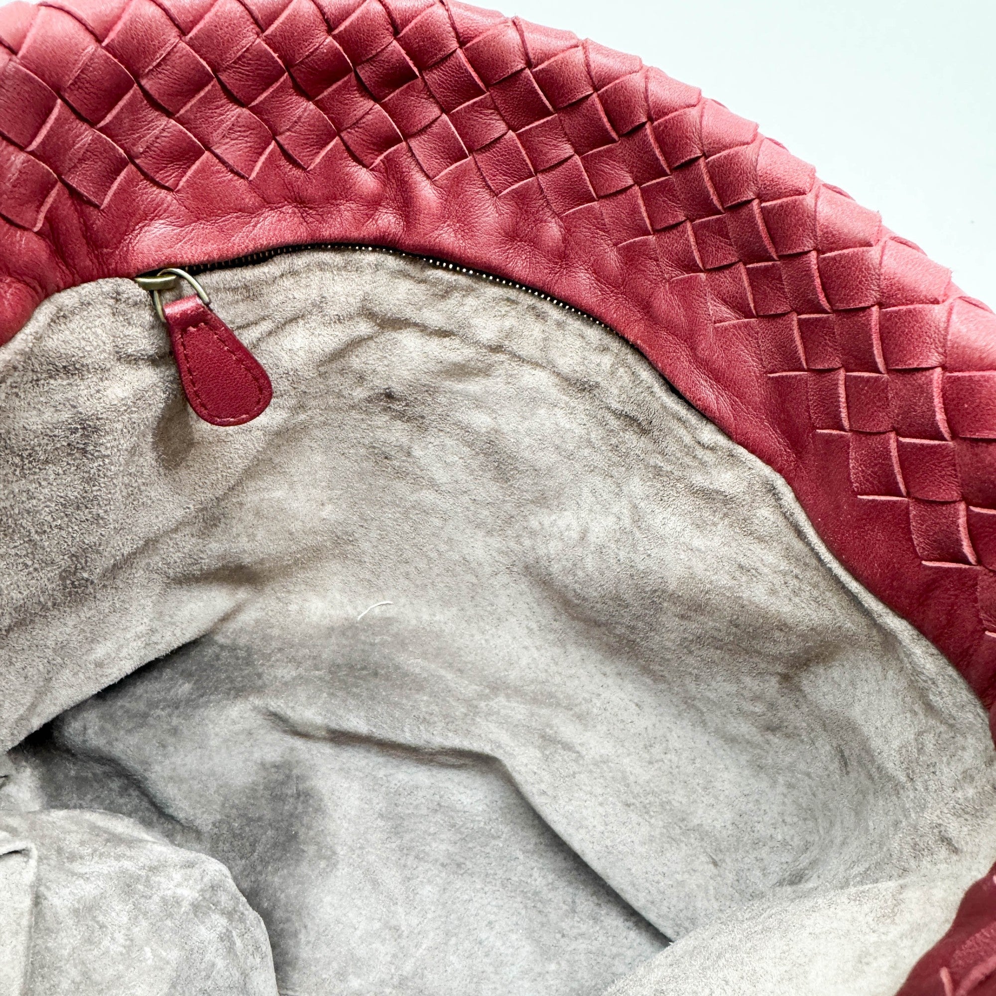 Mini Shopper Red Intrecciato Leather Shoulder Bag