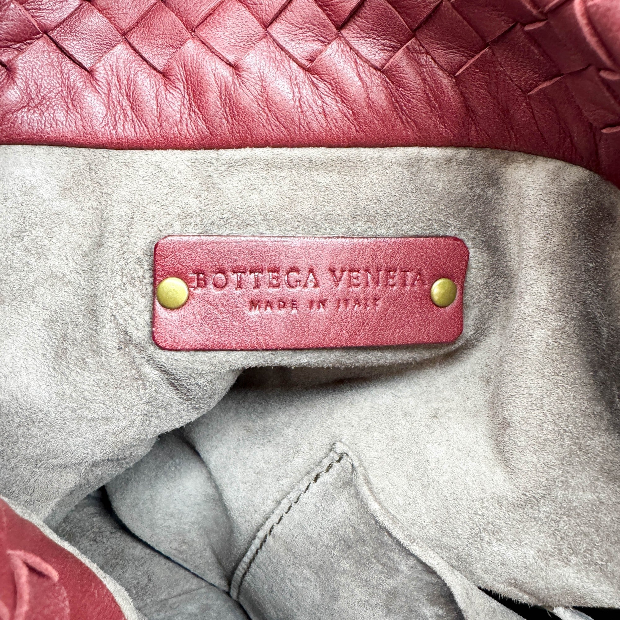 Mini Shopper Red Intrecciato Leather Shoulder Bag