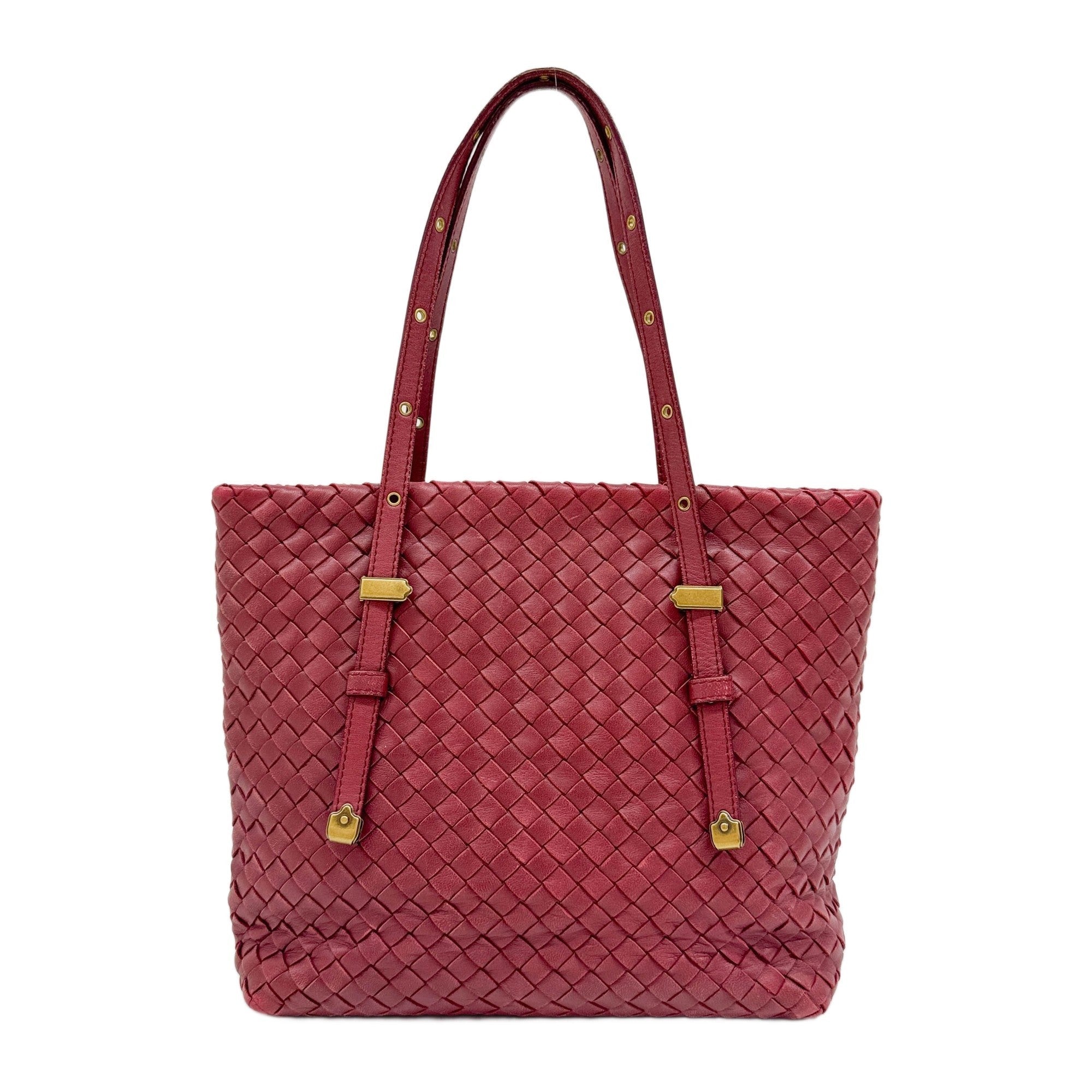 Mini Shopper Red Intrecciato Leather Shoulder Bag