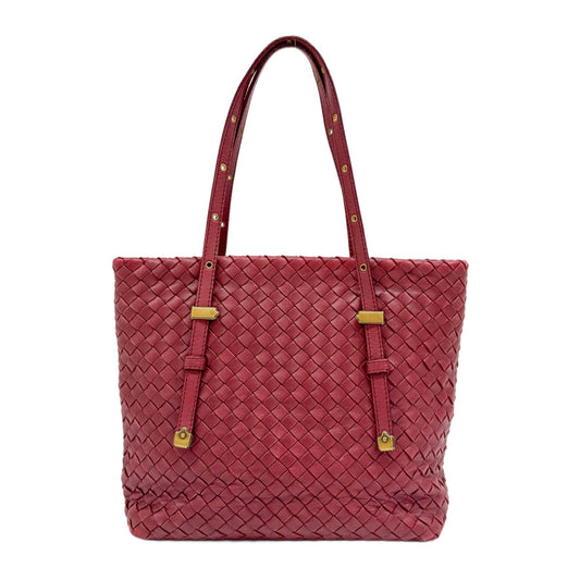 Mini Shopper Red Intrecciato Leather Shoulder Bag
