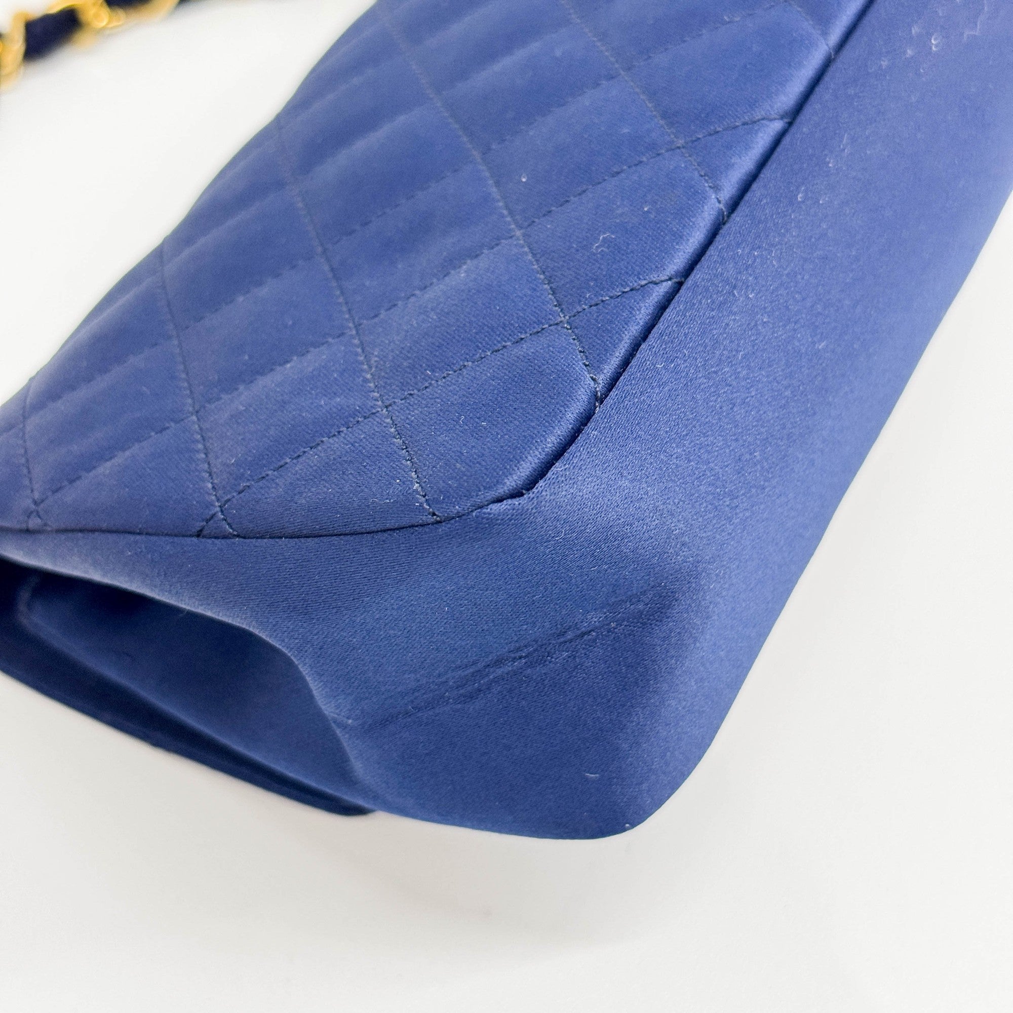 Mini Classic Flap 1986 Gold Hardware Blue Satin Shoulder Bag