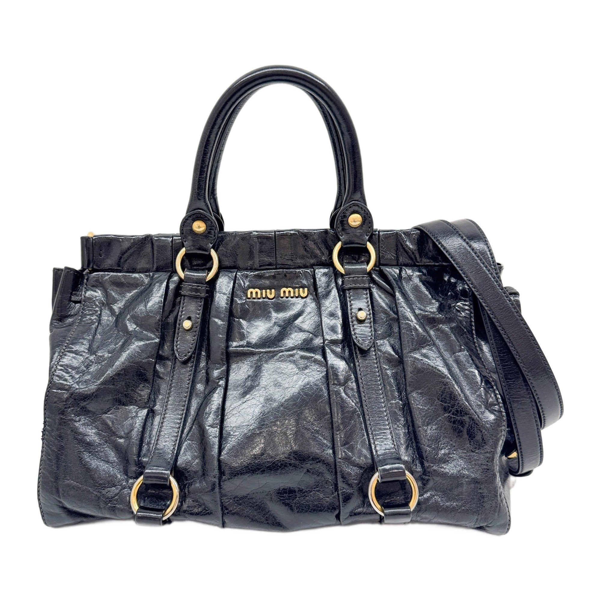 Vitello Black Leather Two Way Bag