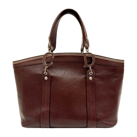 Butterfly Embroidered Brown Leather Shoulder Tote Bag