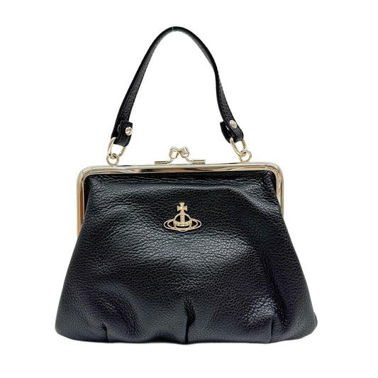 Johanna Frame Kiss Lock Black Leather Hand Bag