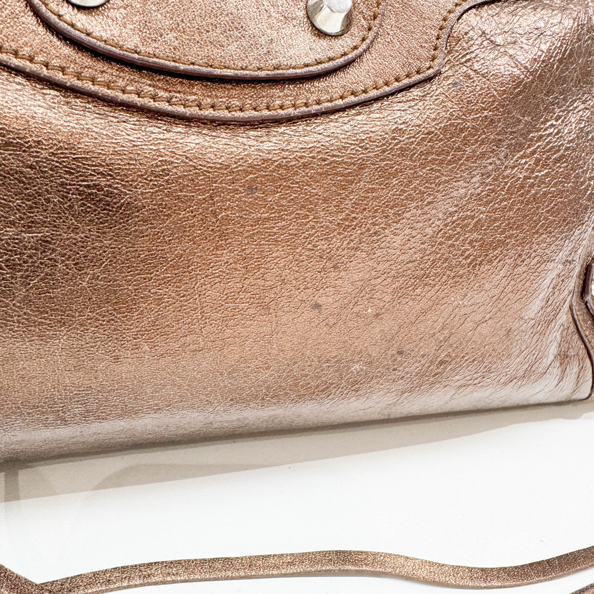 The City Bronze Metallic Leather Two Way Bag