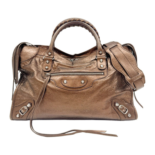 The City Bronze Metallic Leather Two Way Bag