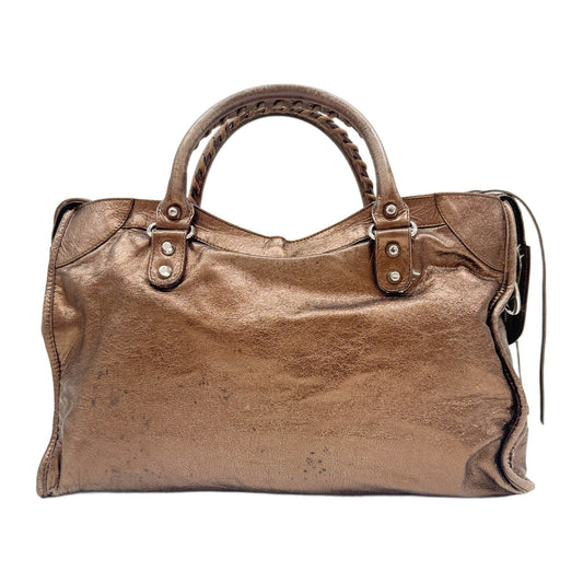 The City Bronze Metallic Leather Two Way Bag