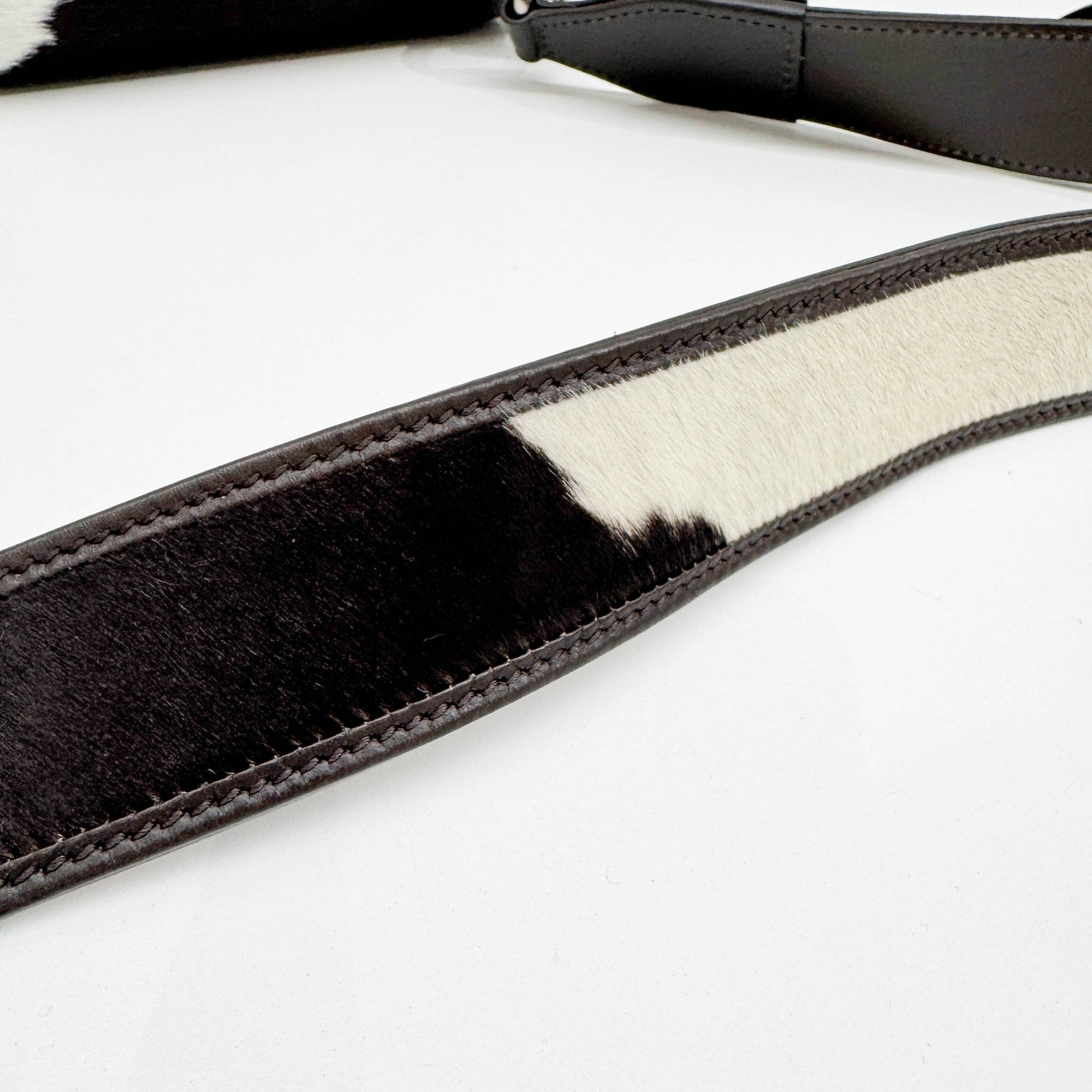 Lady Web Brown Trim Cow Print Pony Hair Shoulder Bag