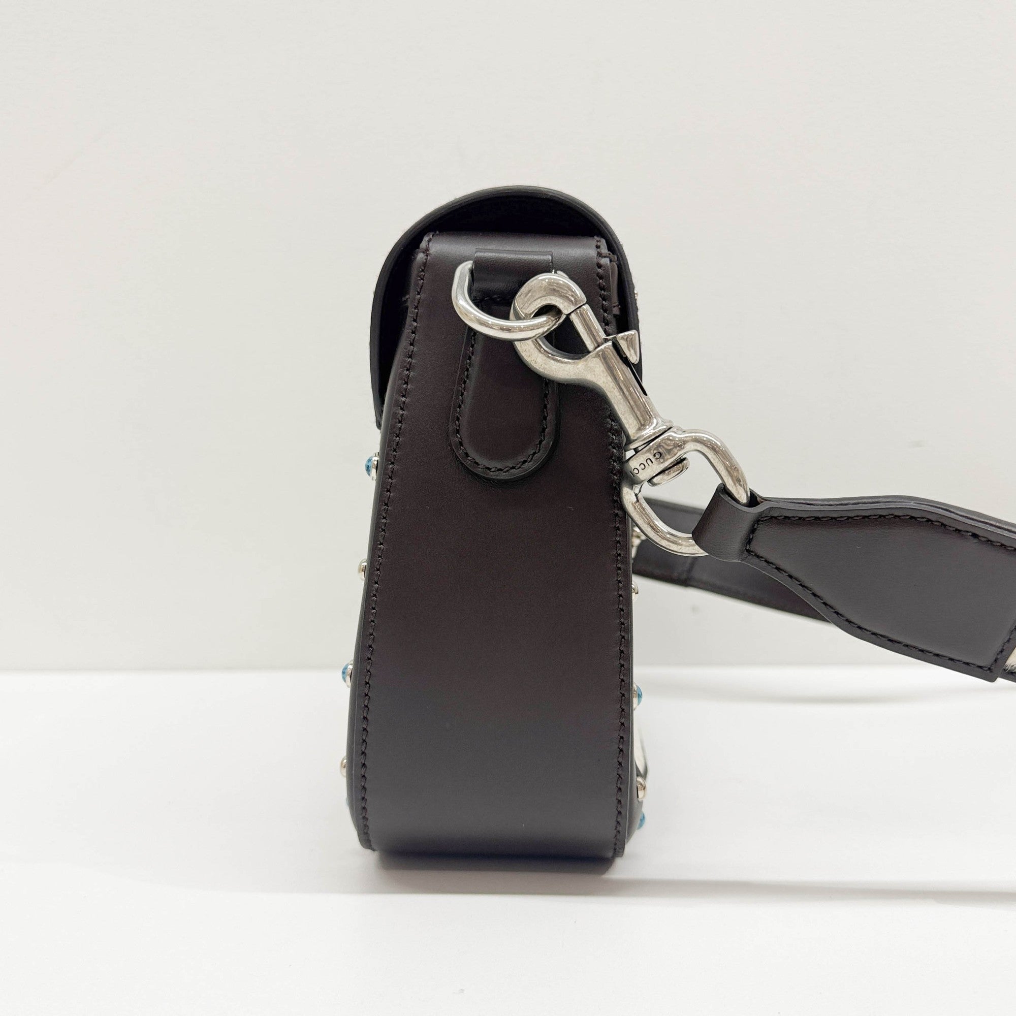 Lady Web Brown Trim Cow Print Pony Hair Shoulder Bag