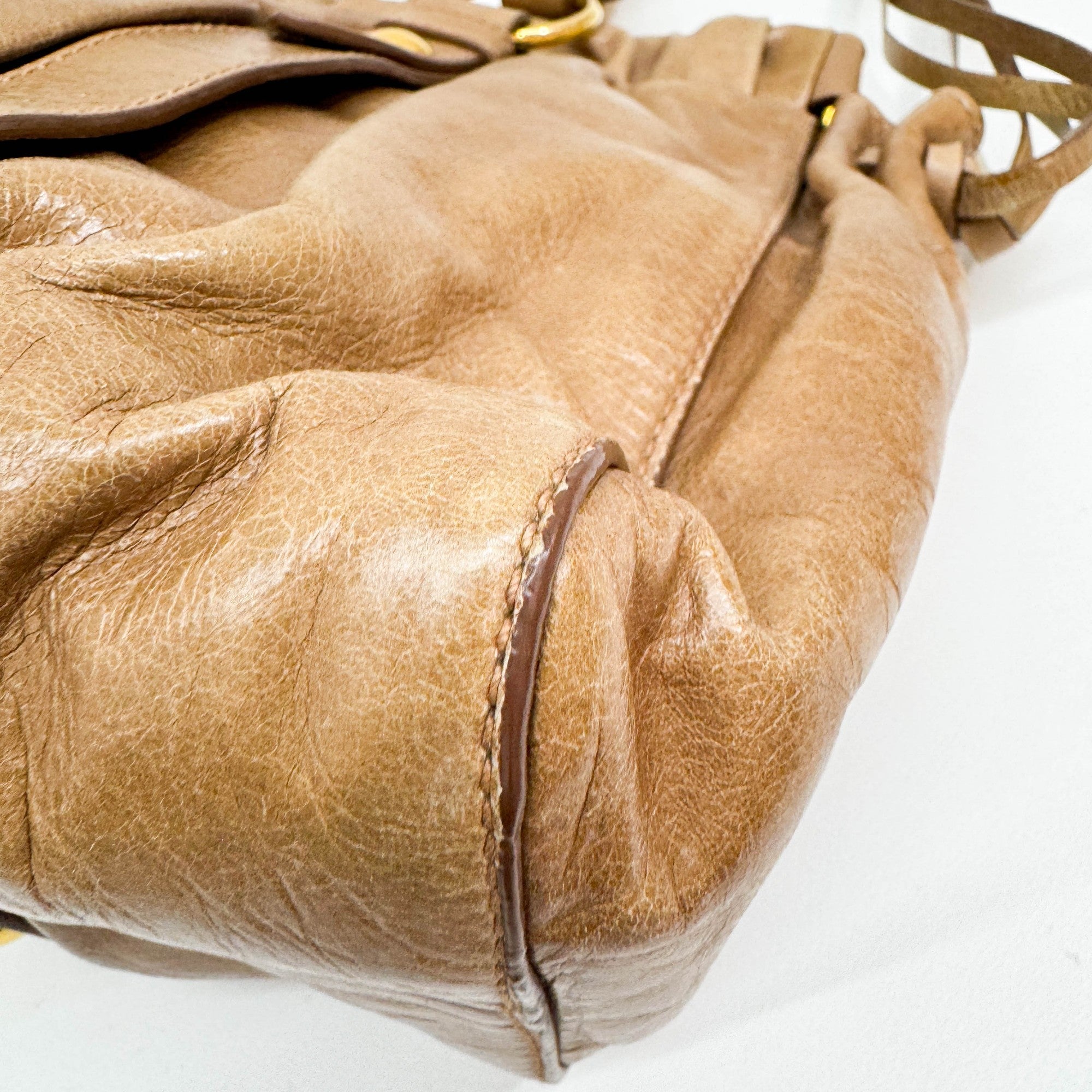 Vitello Brown Leather Two Way Bag