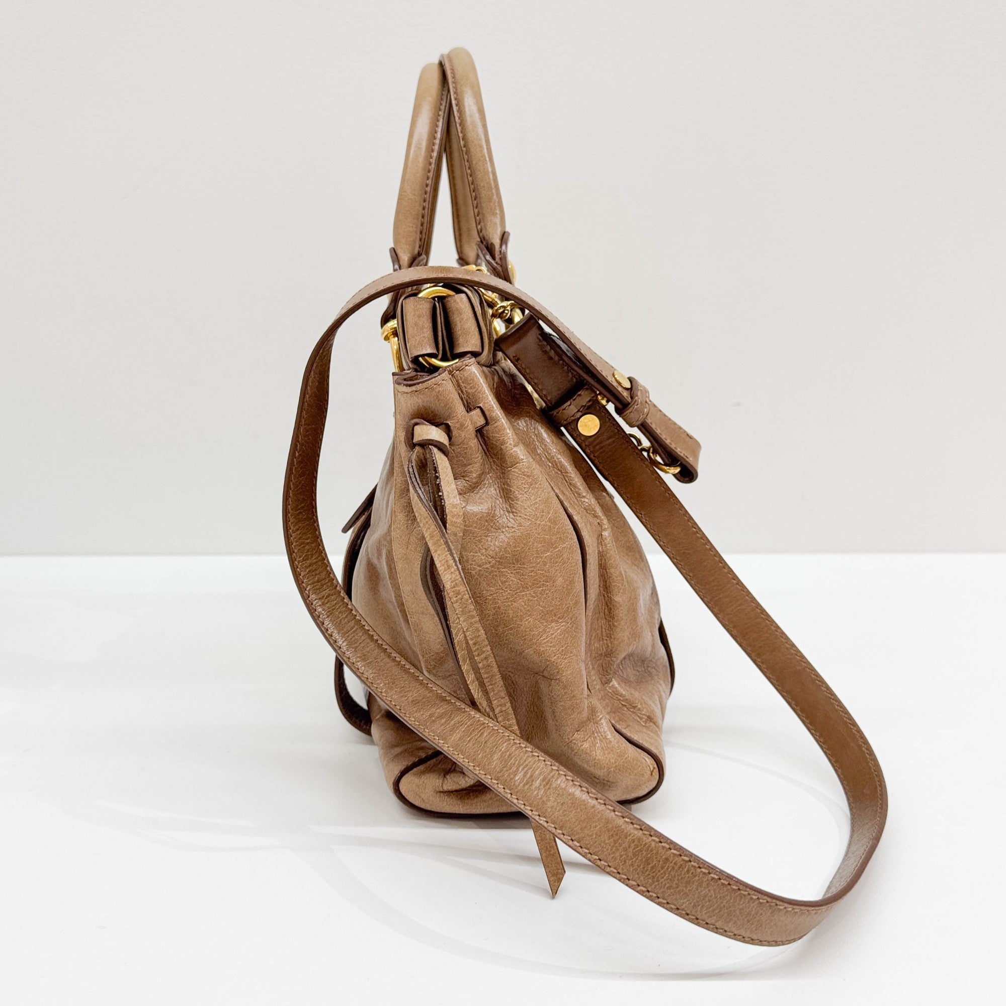 Vitello Brown Leather Two Way Bag